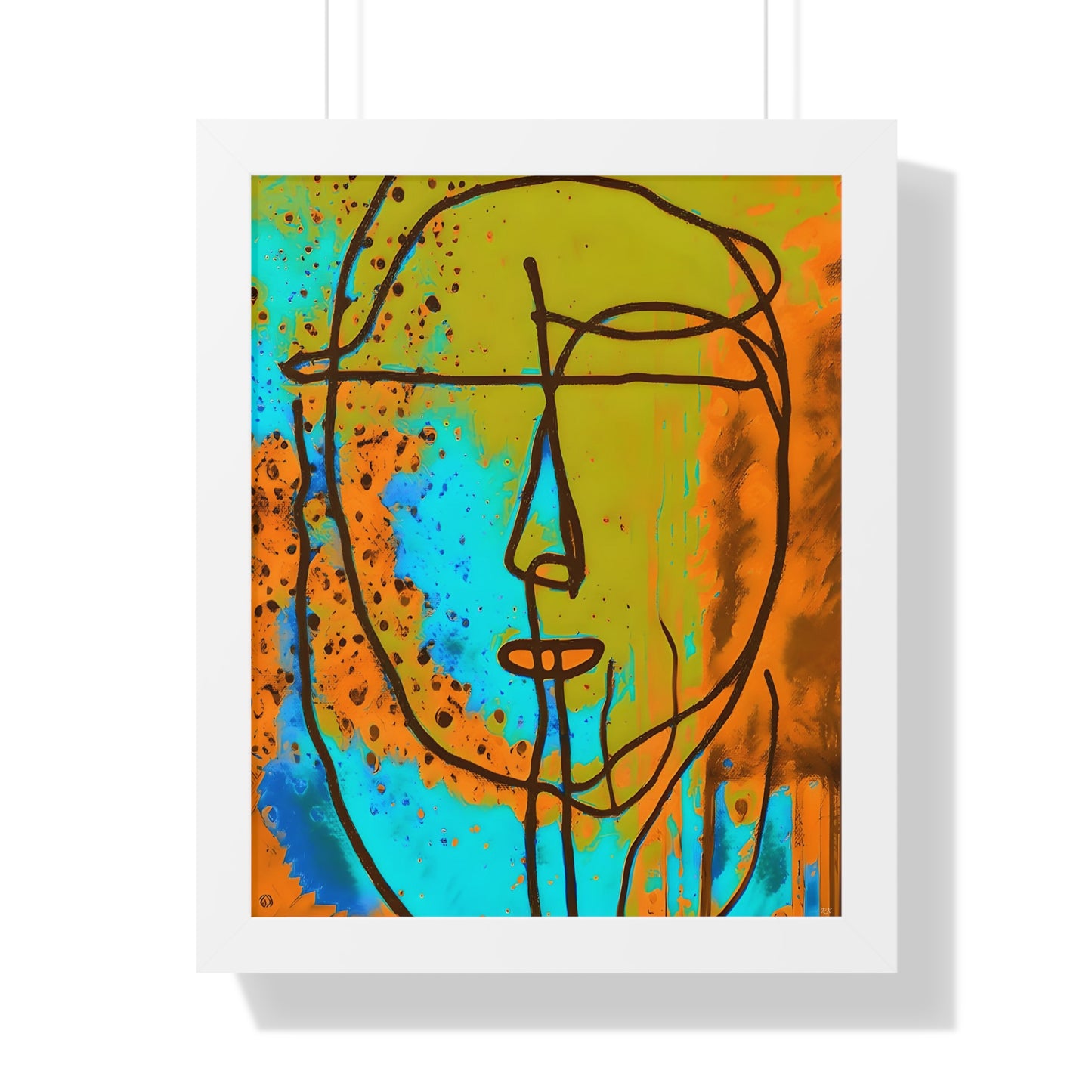 Framed Vertical Poster Abstract Sketch Face Up