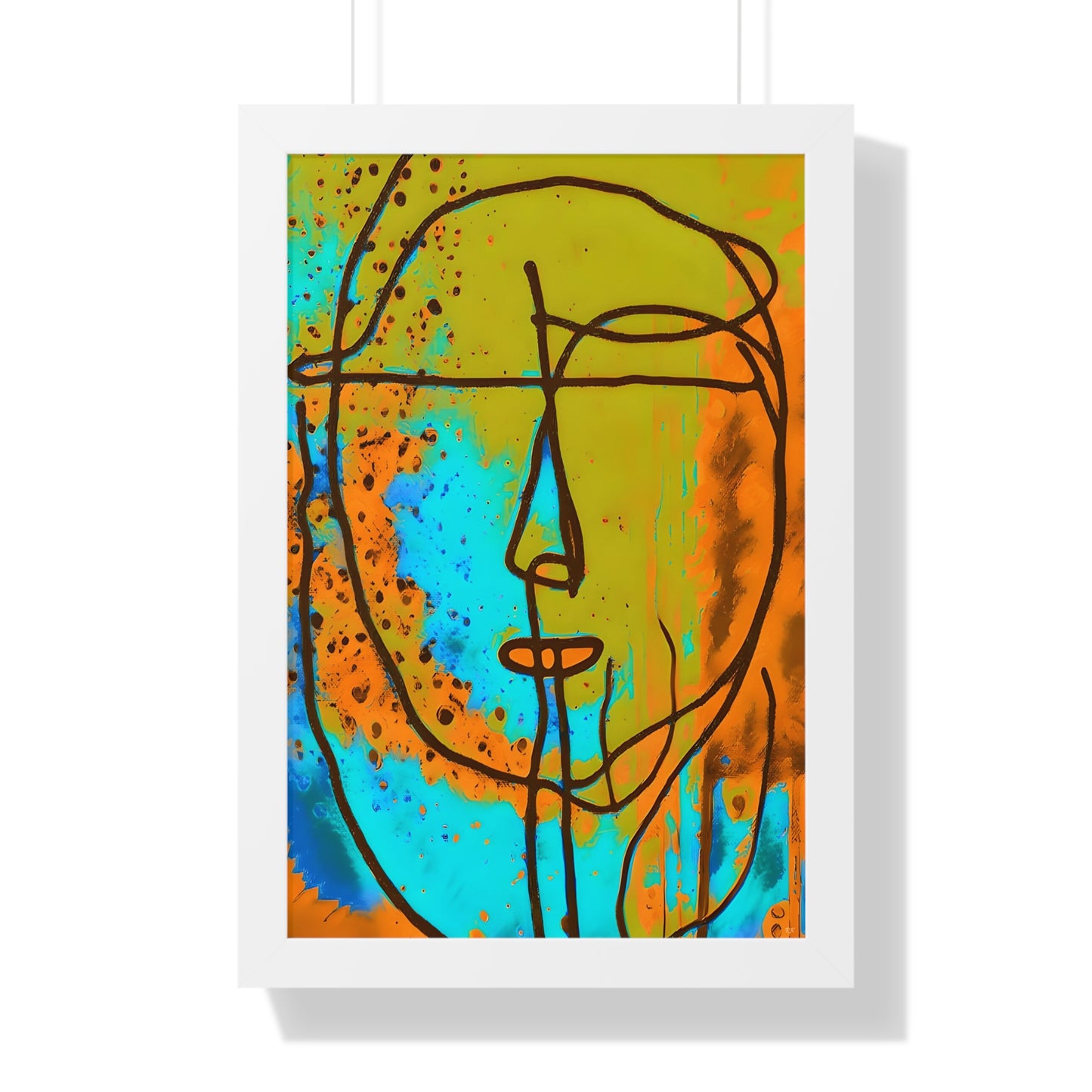 Framed Vertical Poster Abstract Sketch Face Up