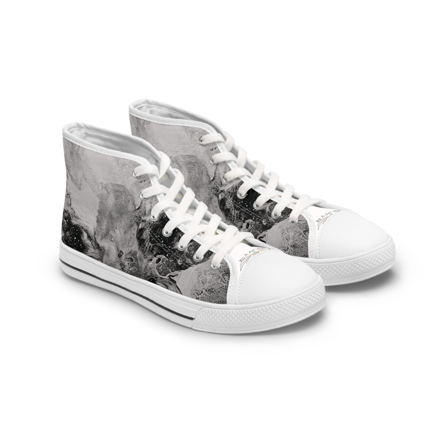 Women's High-Top Sneakers Black and White Bae Fog Sneakers by Its A Art Vibe