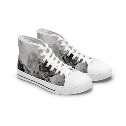 Women's High-Top Sneakers Black and White Bae Fog Sneakers by Its A Art Vibe