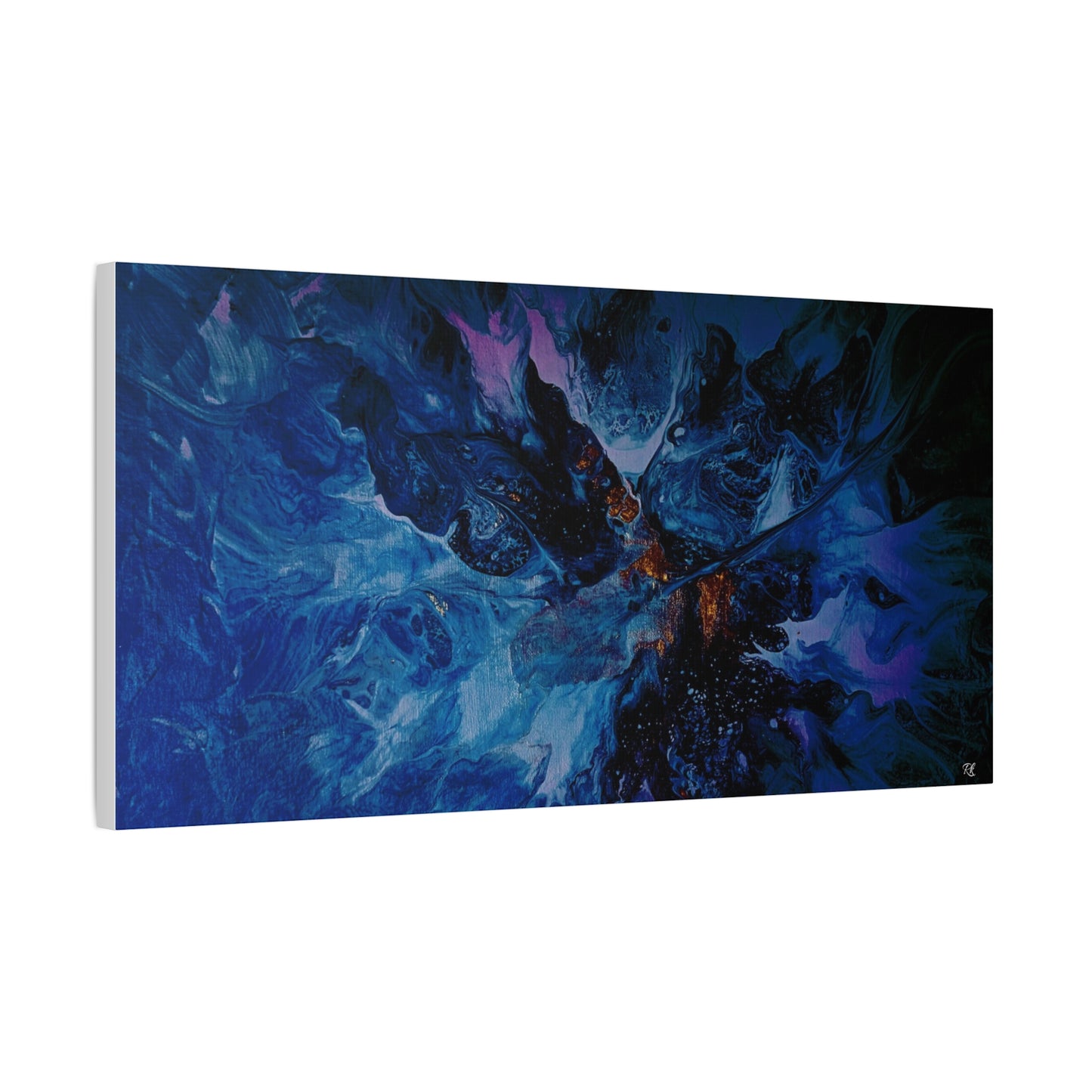 Abstract Blue Matte Canvas Art - Stretched 1.25"