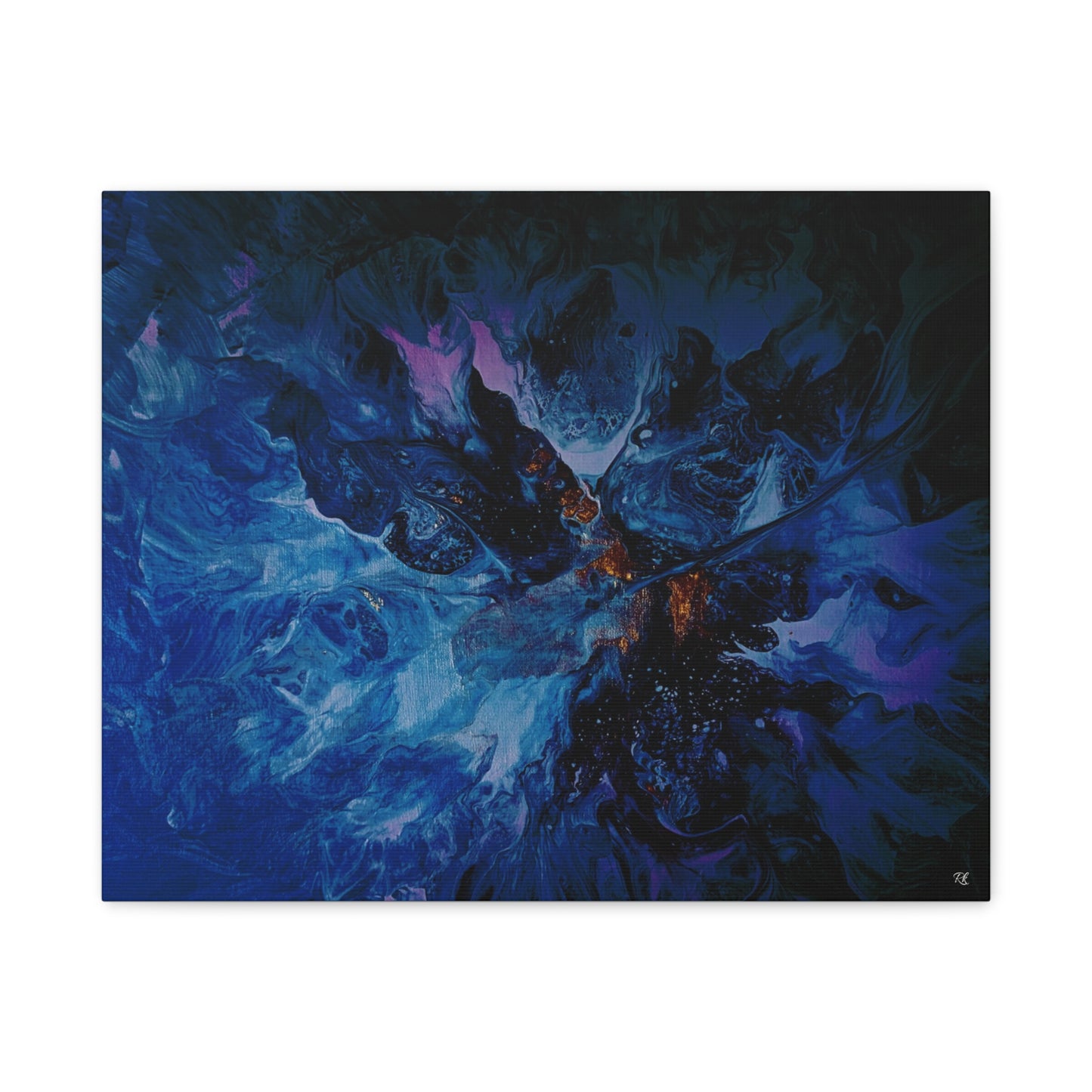 Abstract Blue Matte Canvas Art - Stretched 1.25"