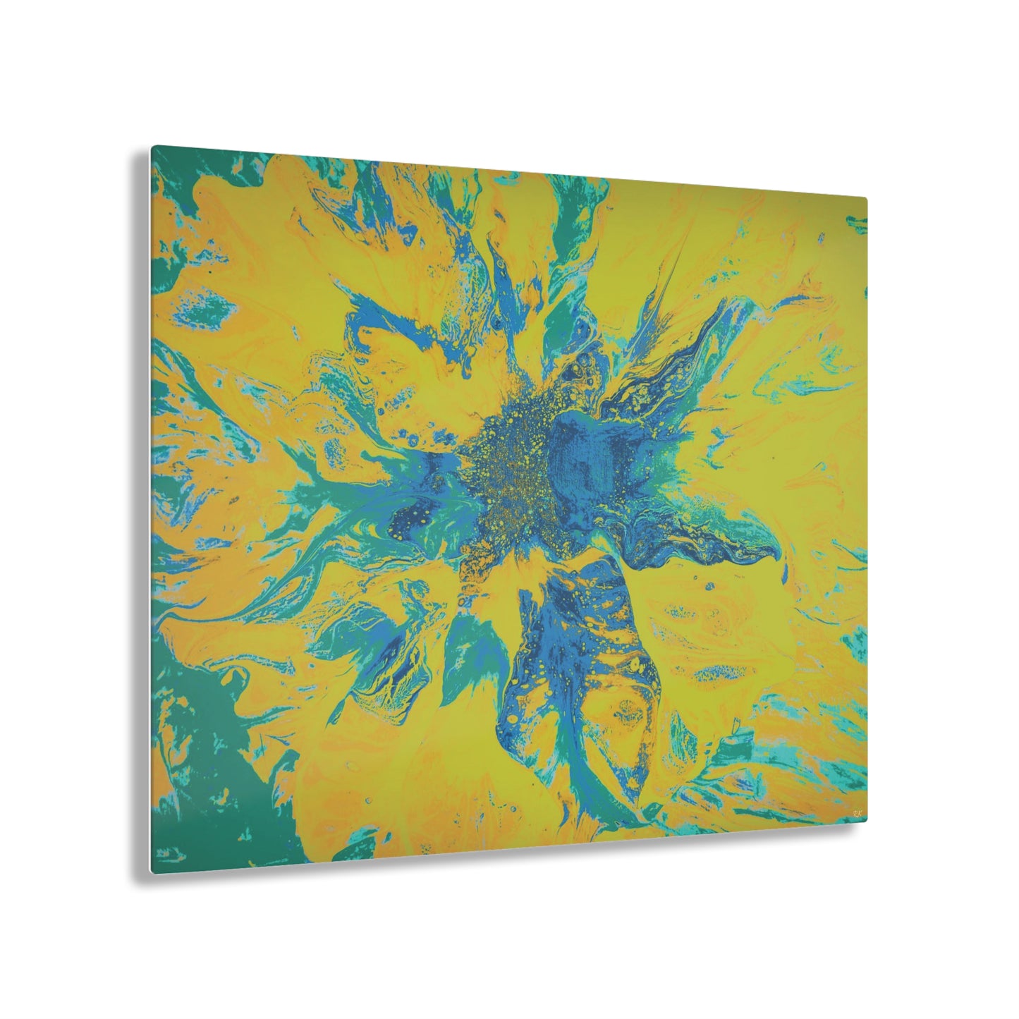 Acrylic Prints Abstract Floral Blues by Yellow 001