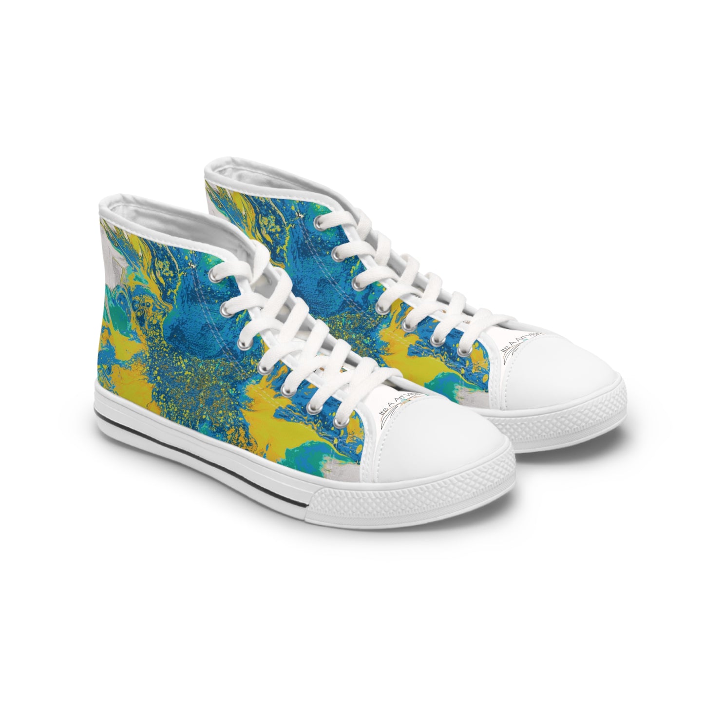 Women's High-Top Sneakers Yellow Blue by Its A Art Vibe