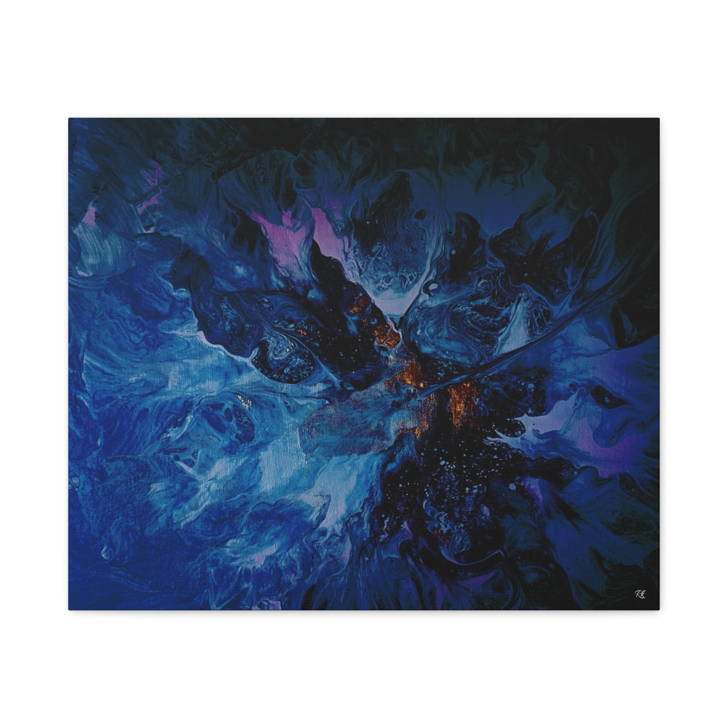 Abstract Blue Matte Canvas Art - Stretched 1.25"