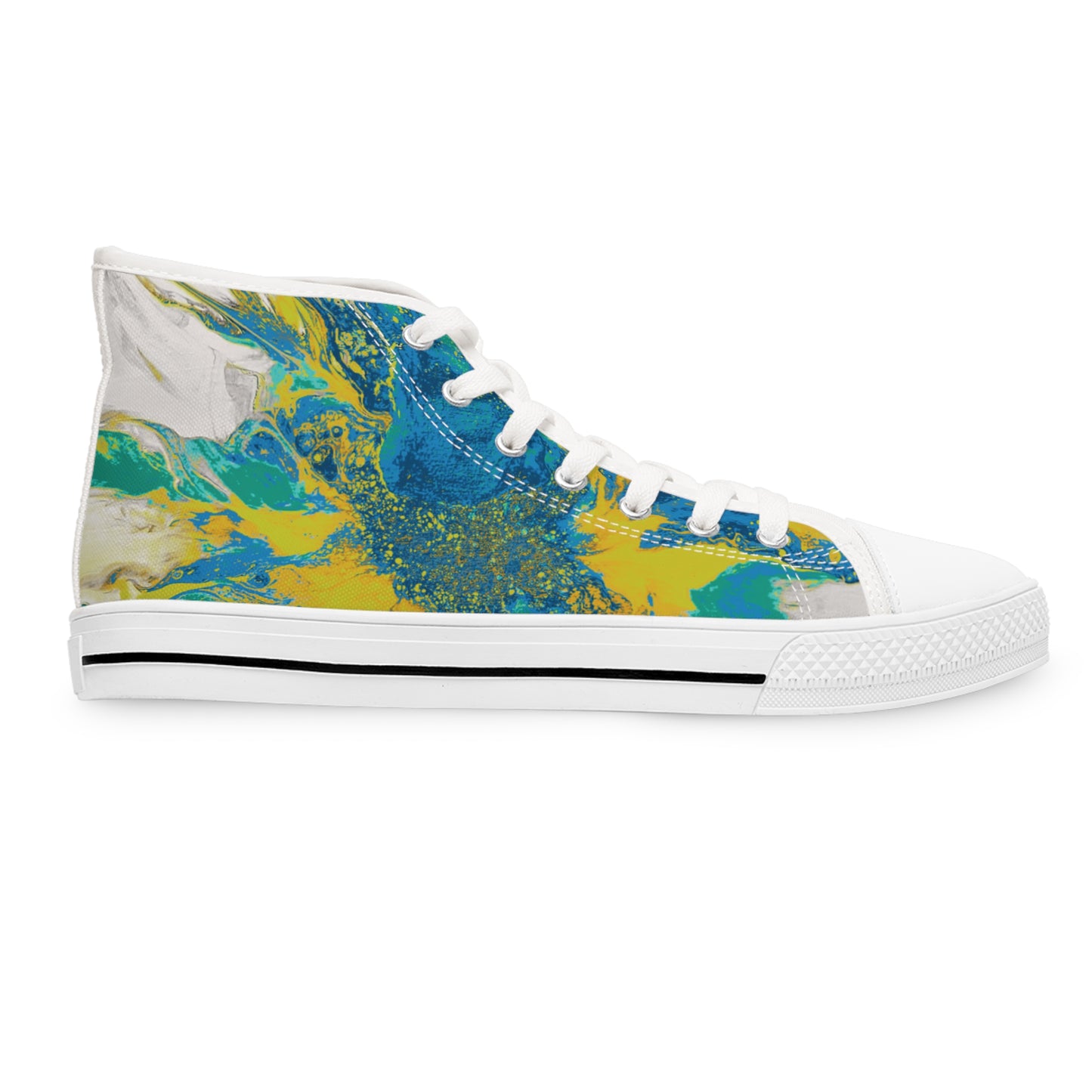 Women's High-Top Sneakers Yellow Blue by Its A Art Vibe