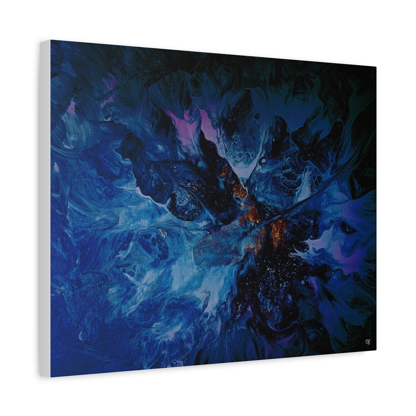 Abstract Blue Matte Canvas Art - Stretched 1.25"