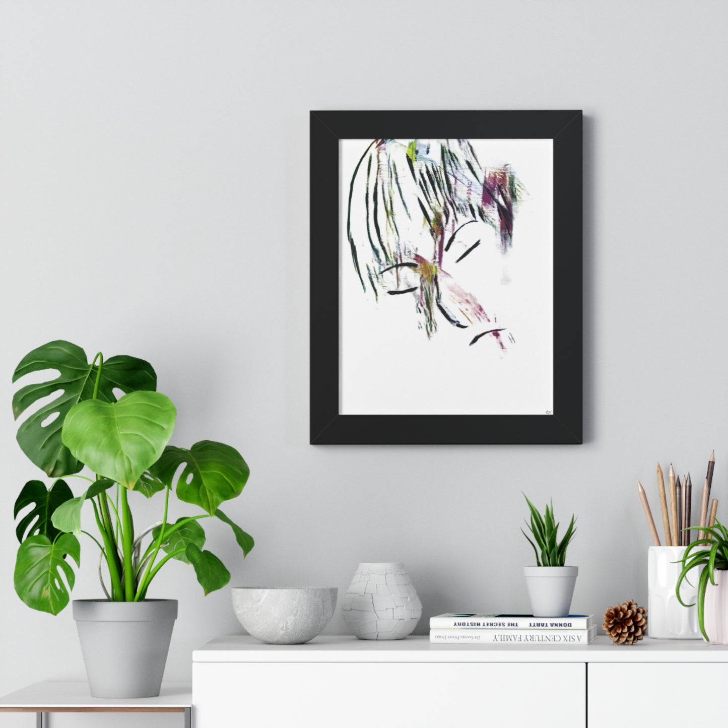 Framed Vertical Poster by Its A Art Vibe Abstract Sketched Face