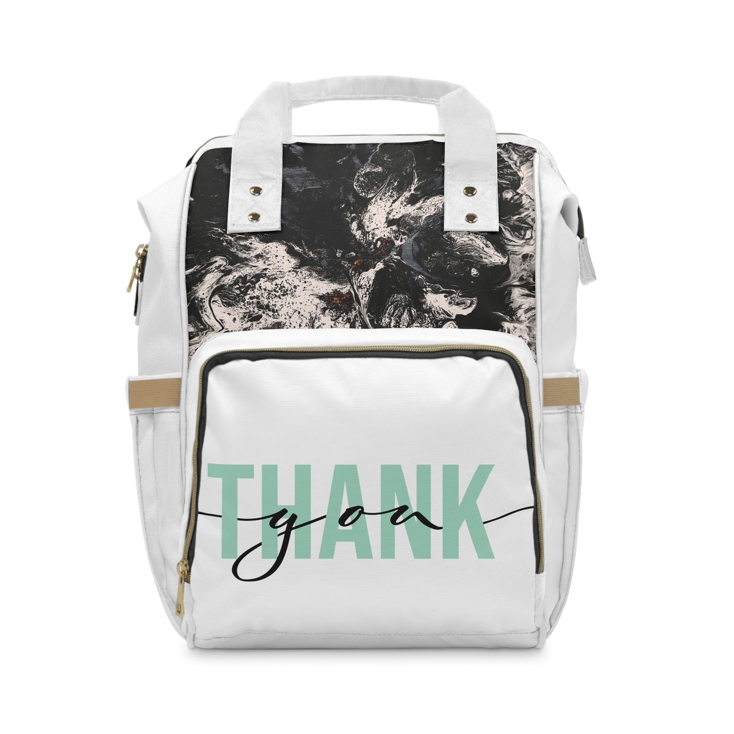 Multifunctional Diaper Backpack Black and White Light