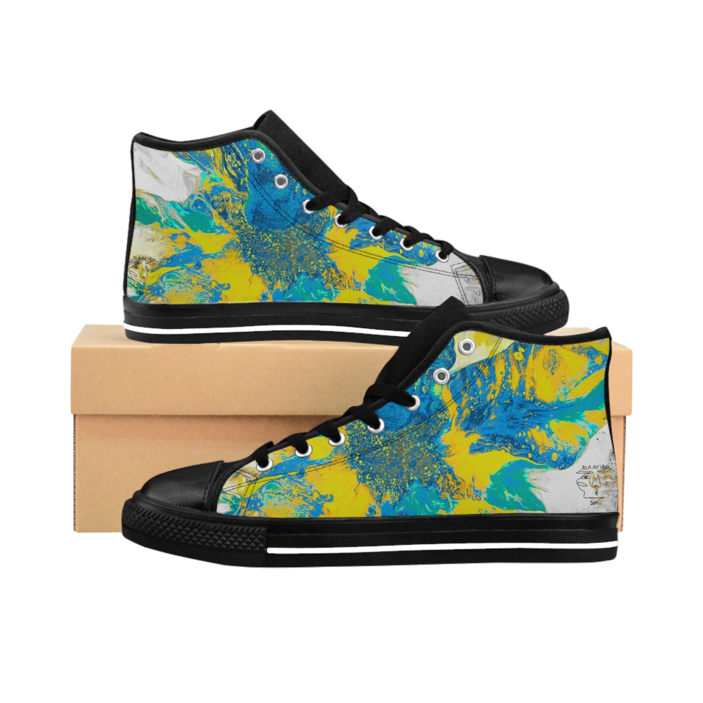 Men's Classic Sneakers Yellow Blue by Its A Art Vibe