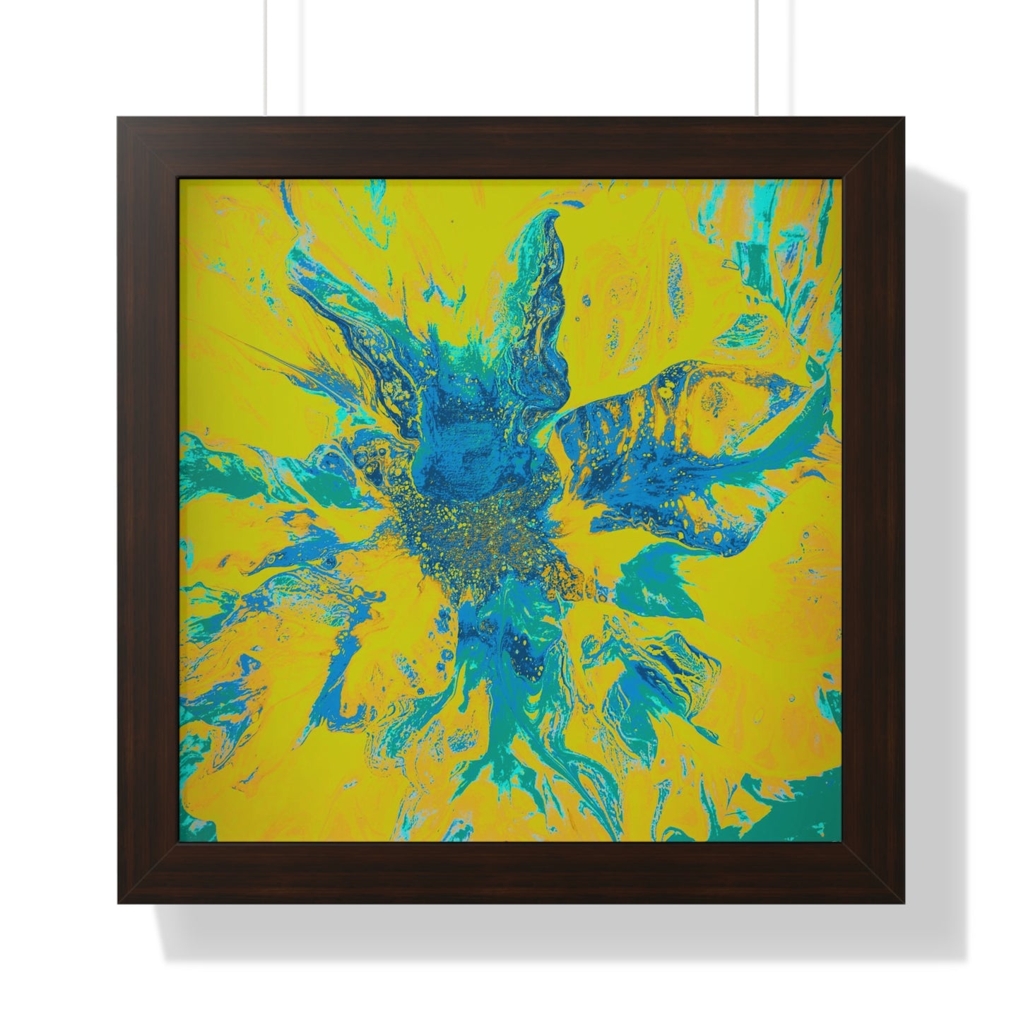Framed Vertical Poster Abstract Floral Blues by Yellow by Its A Art Vibe Blue 01