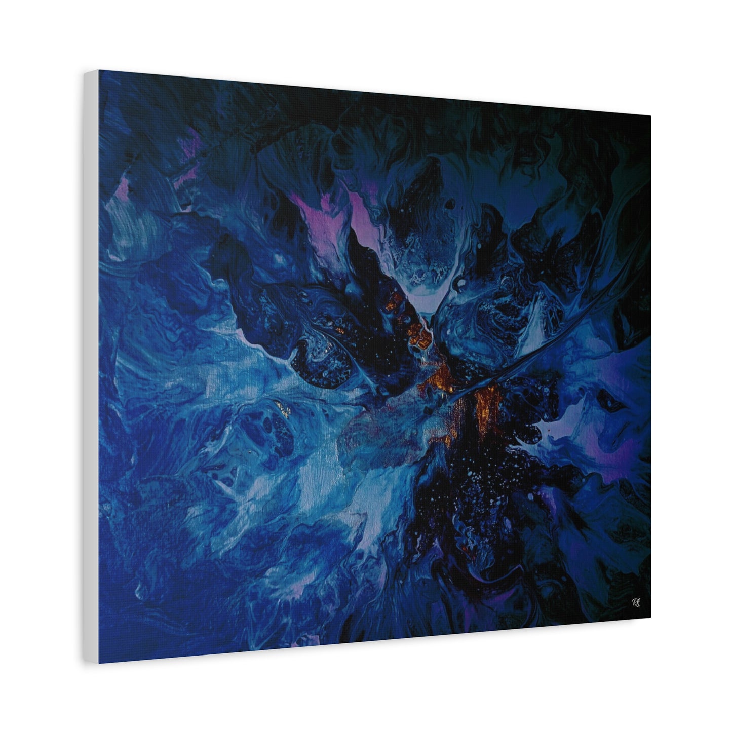 Abstract Blue Matte Canvas Art - Stretched 1.25"