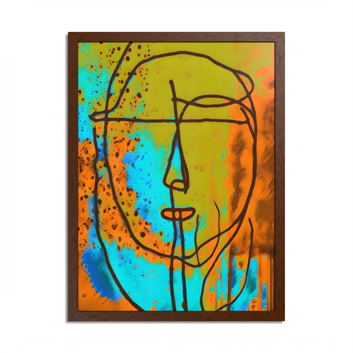 Framed Vertical Poster Abstract Sketch Face Up
