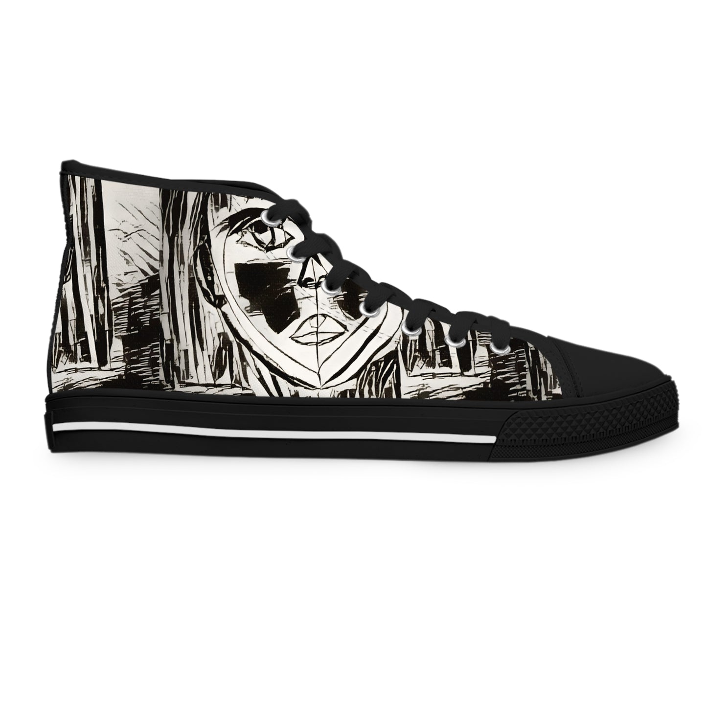 Women's High-Top Sneakers Hand Sketched