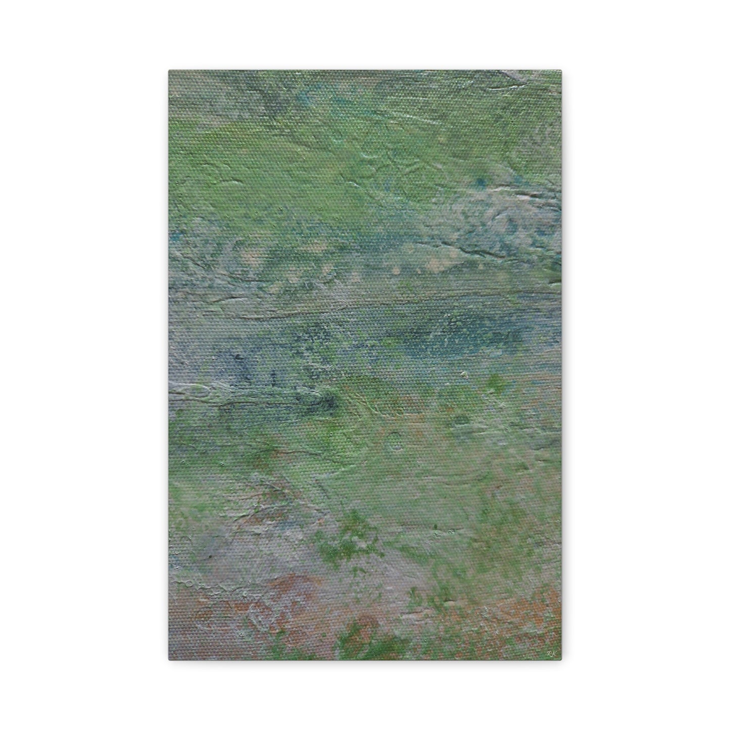 Nature Colors Greens Abstract Original Painting Printed on Canvas Gallery Wrap 1.25"