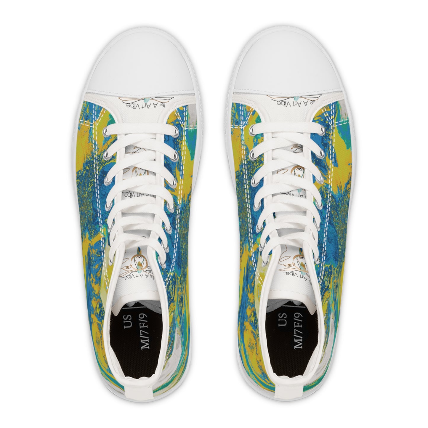 Women's High-Top Sneakers Yellow Blue by Its A Art Vibe