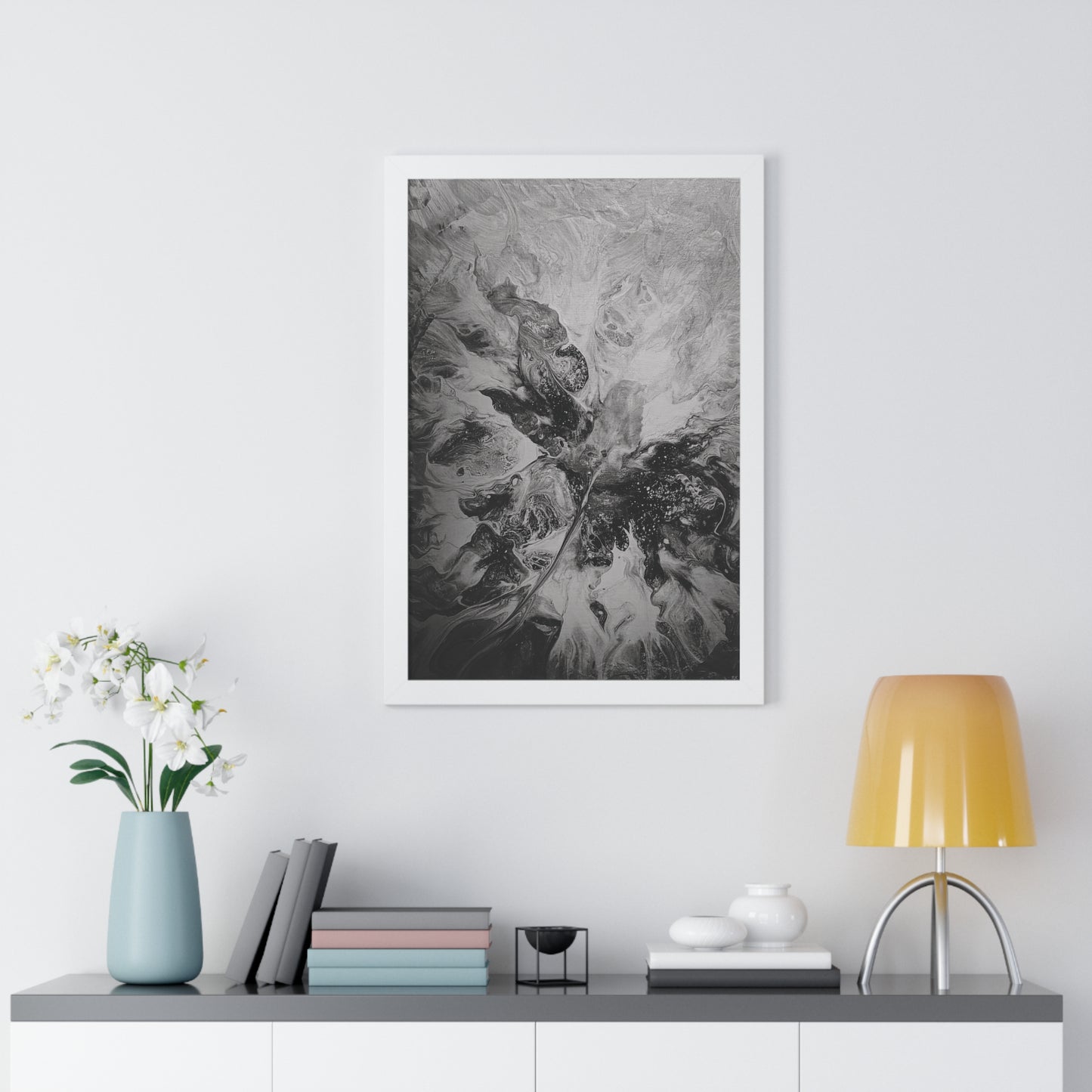 Framed Vertical Poster Black & White Gaze