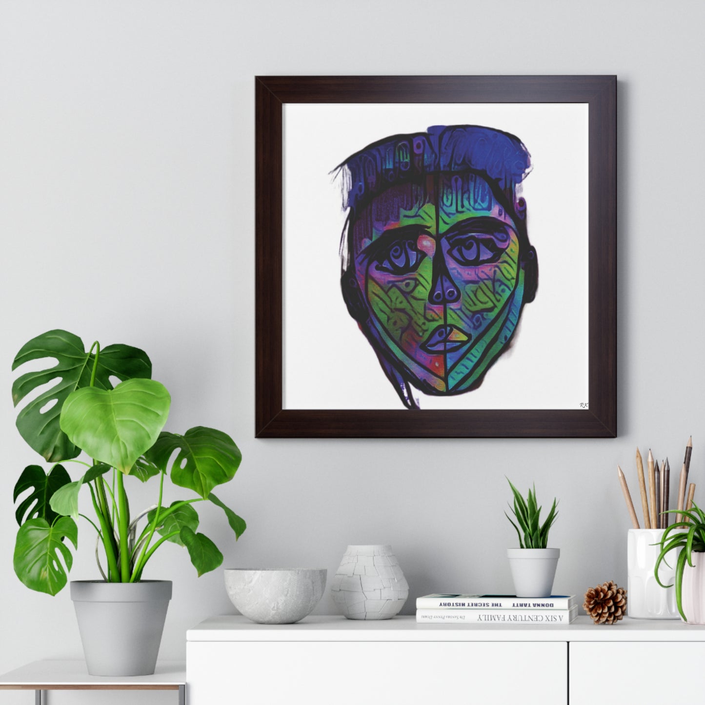 Framed Vertical Poster Abstract Face I Am Every Color 02