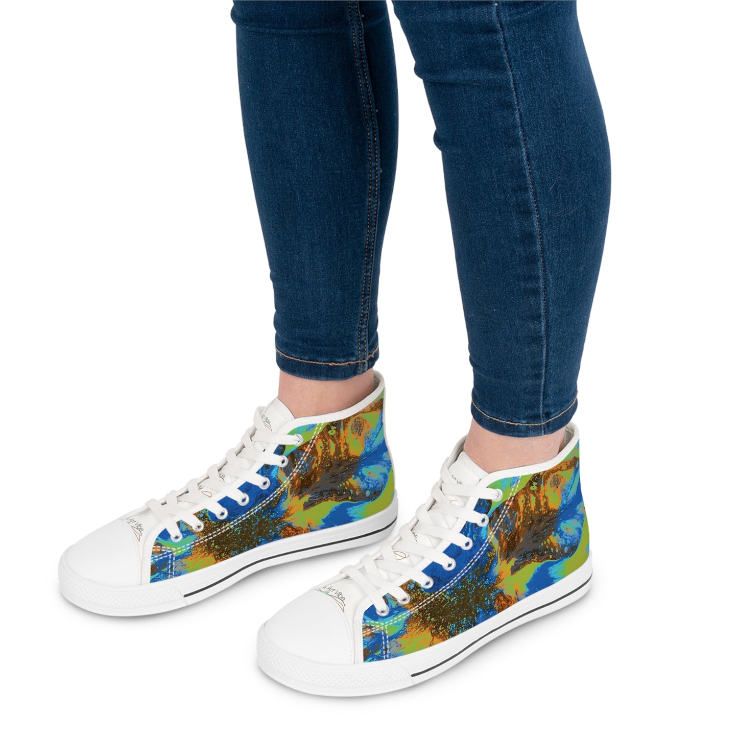 Women's High-Top Sneakers Mid-Day Blues by Its A Art Vibe