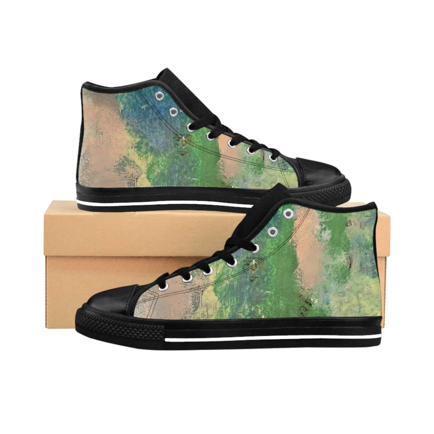 Men's Classic Sneakers Green Go Blue by Its A Art Vibe