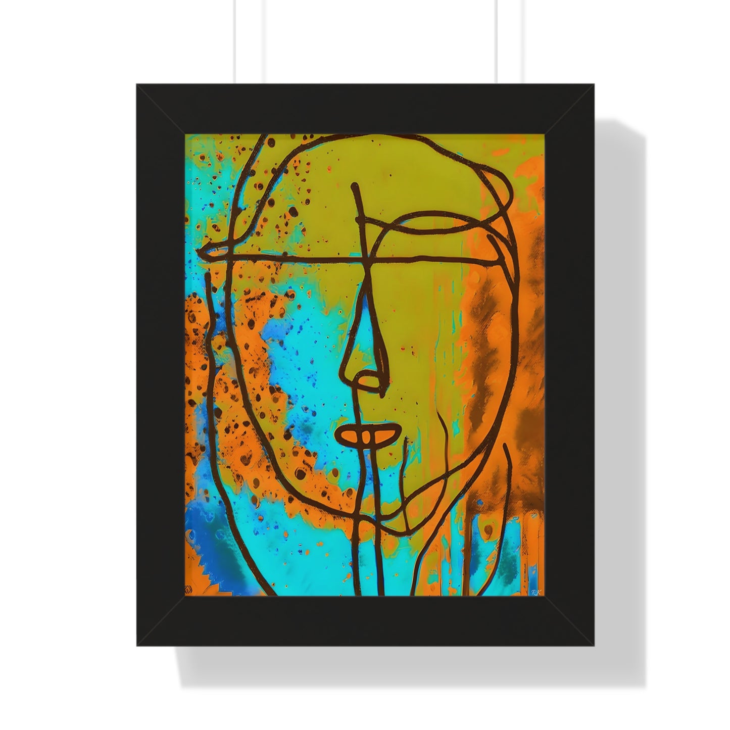 Framed Vertical Poster Abstract Sketch Face Up