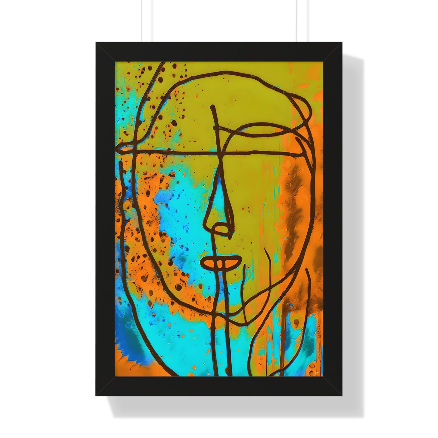 Framed Vertical Poster Abstract Sketch Face Up