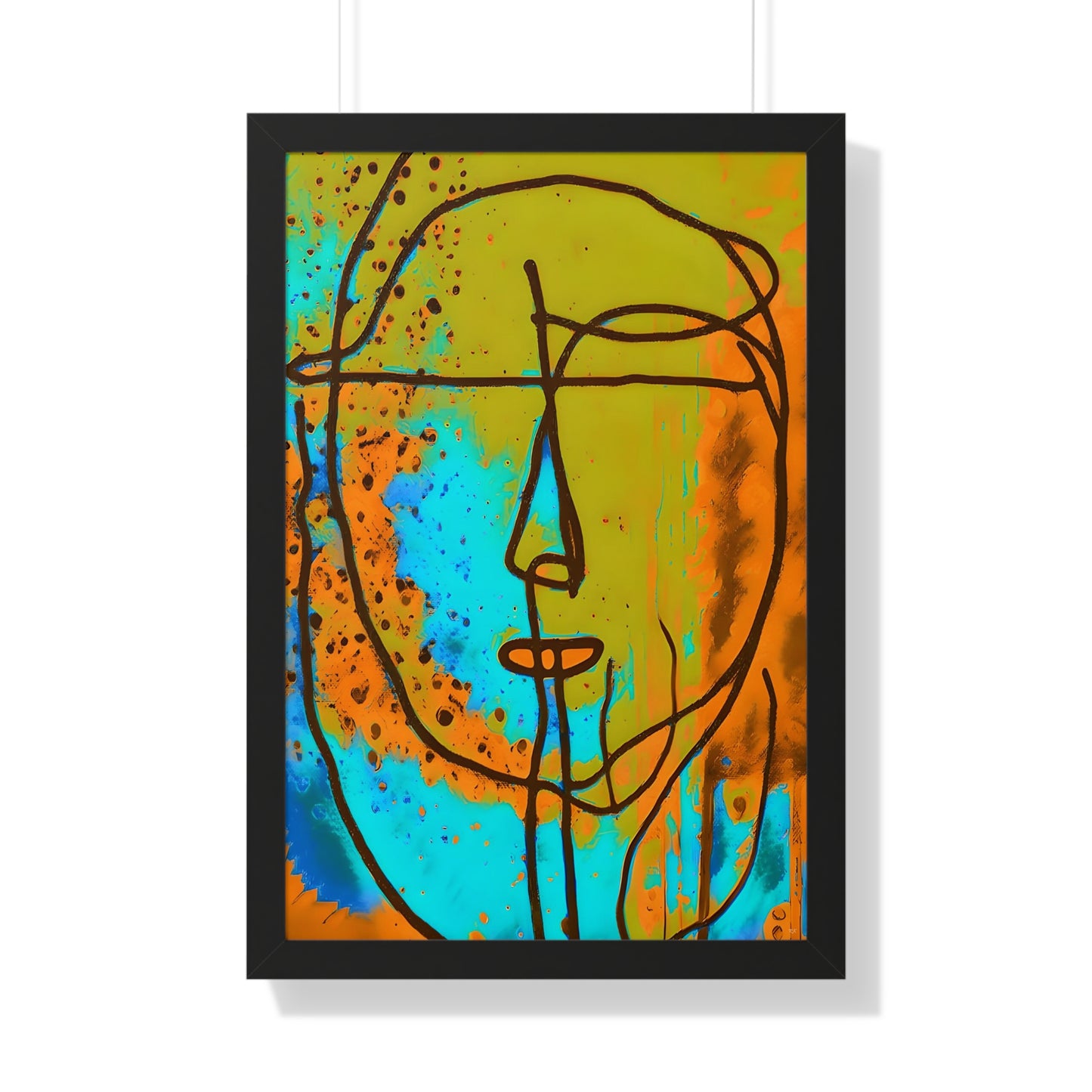 Framed Vertical Poster Abstract Sketch Face Up