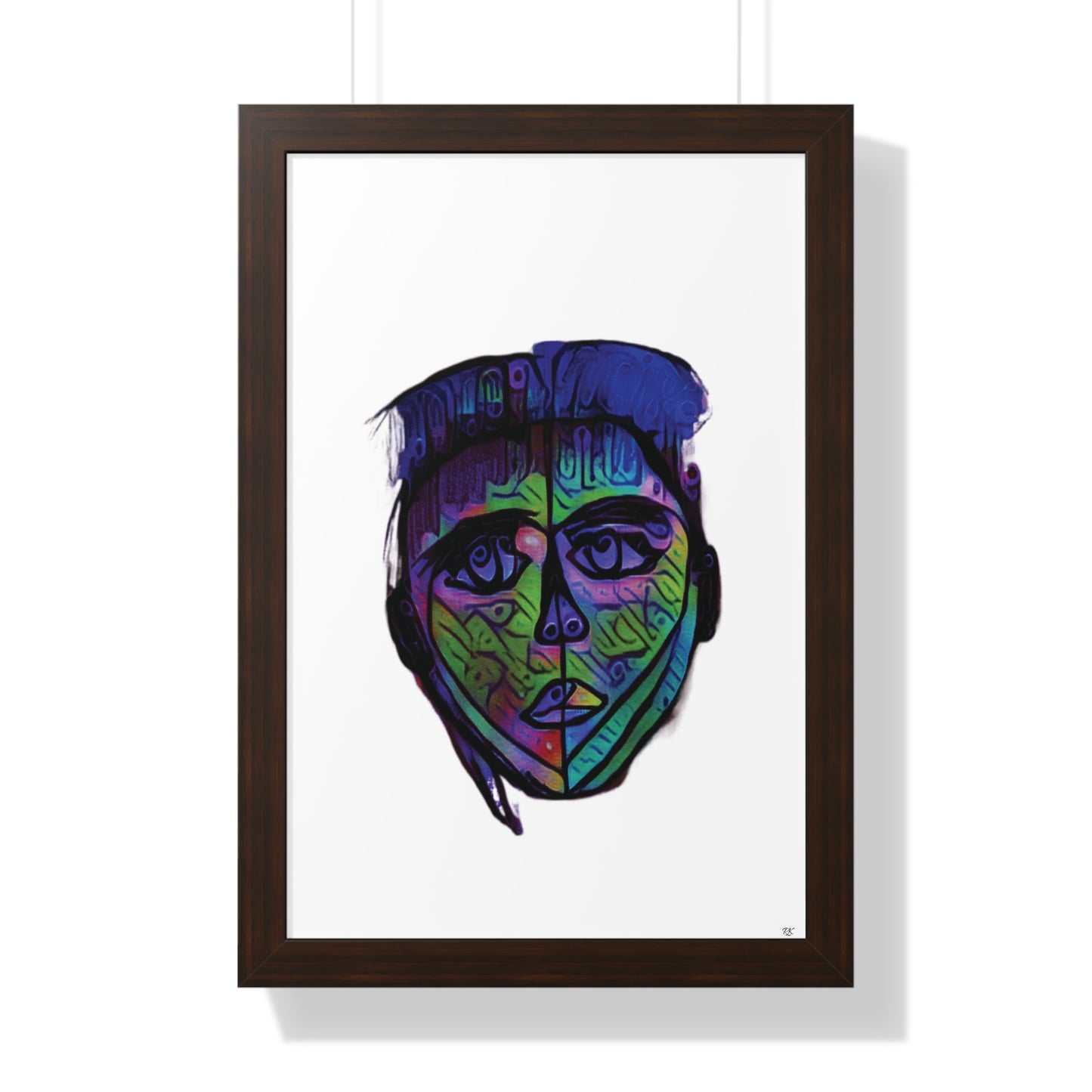 Framed Vertical Poster Abstract Face I Am Every Color 02