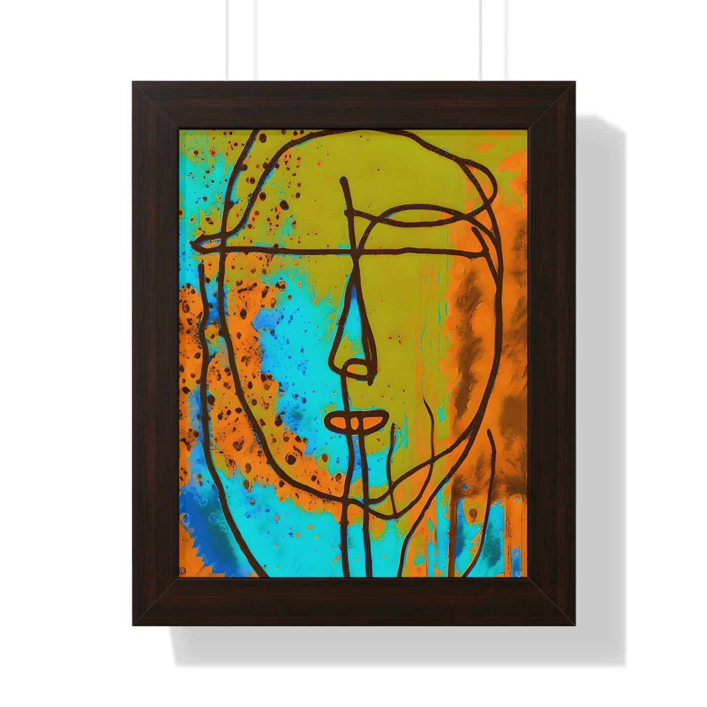 Framed Vertical Poster Abstract Sketch Face Up