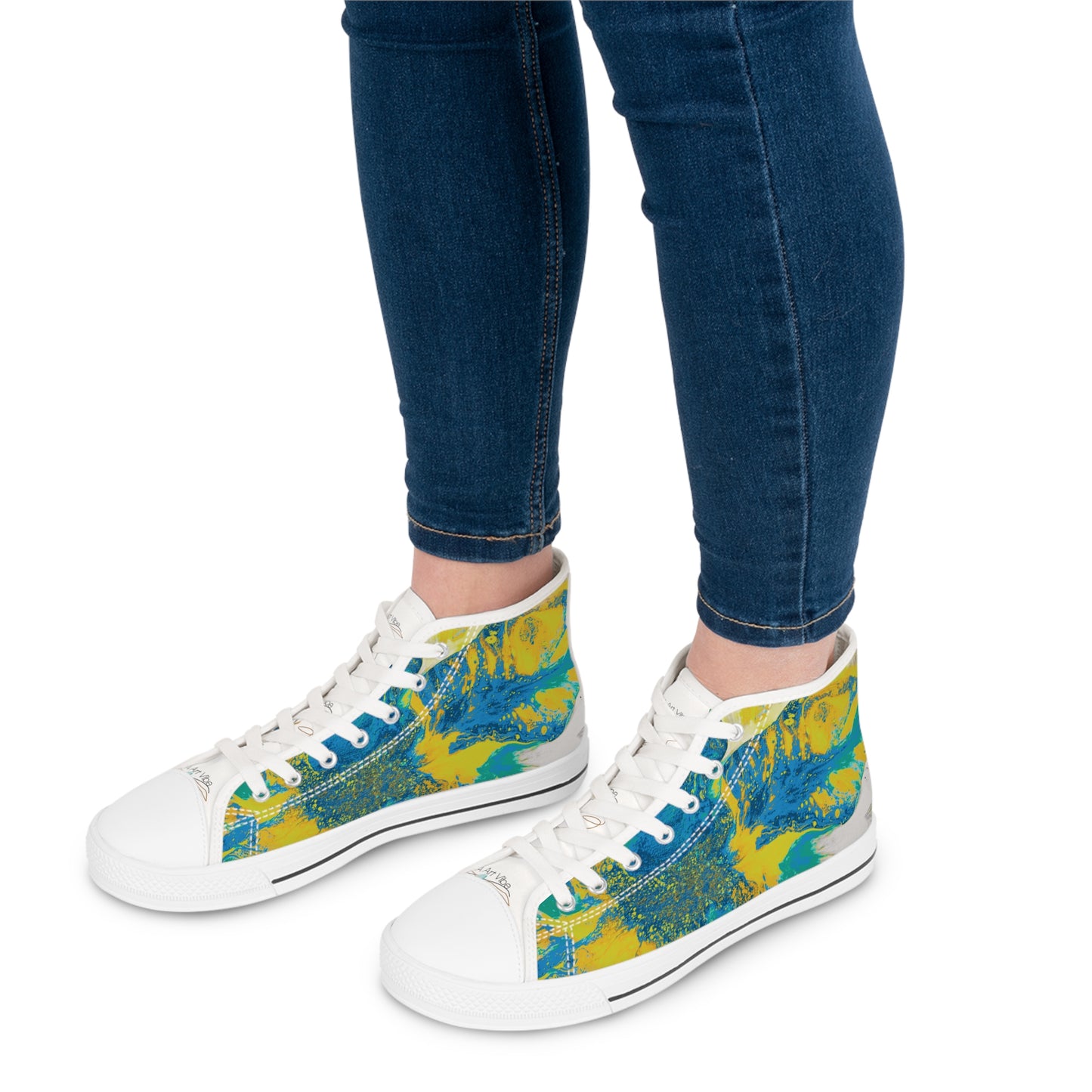 Women's High-Top Sneakers Yellow Blue by Its A Art Vibe