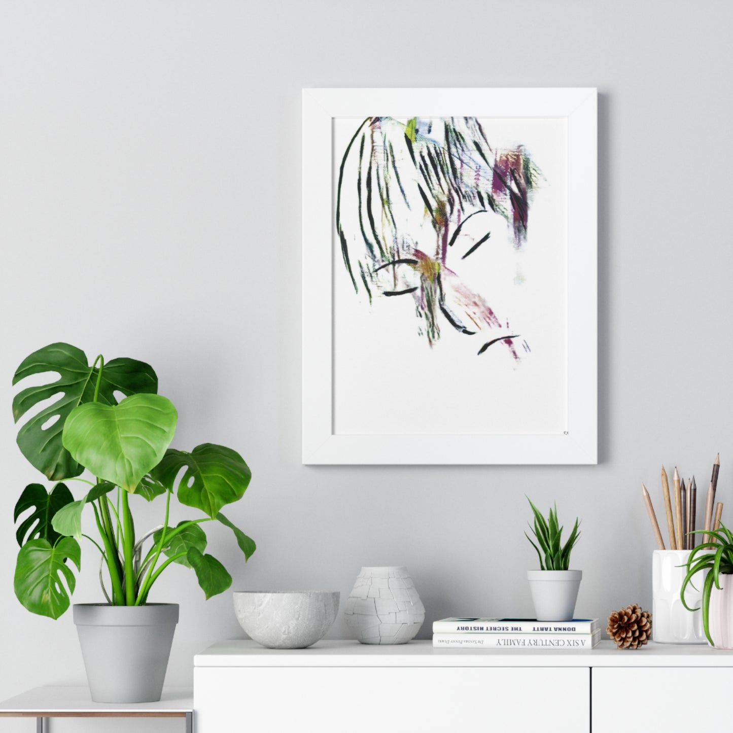 Framed Vertical Poster by Its A Art Vibe Abstract Sketched Face