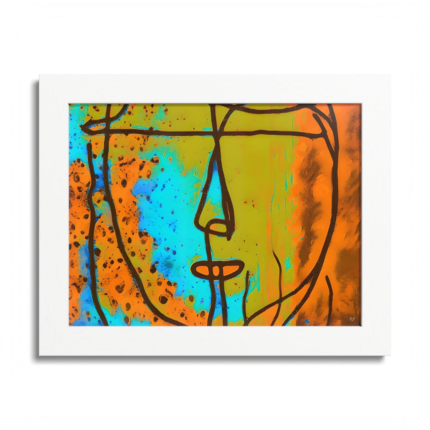 Framed Vertical Poster Abstract Sketch Face Up