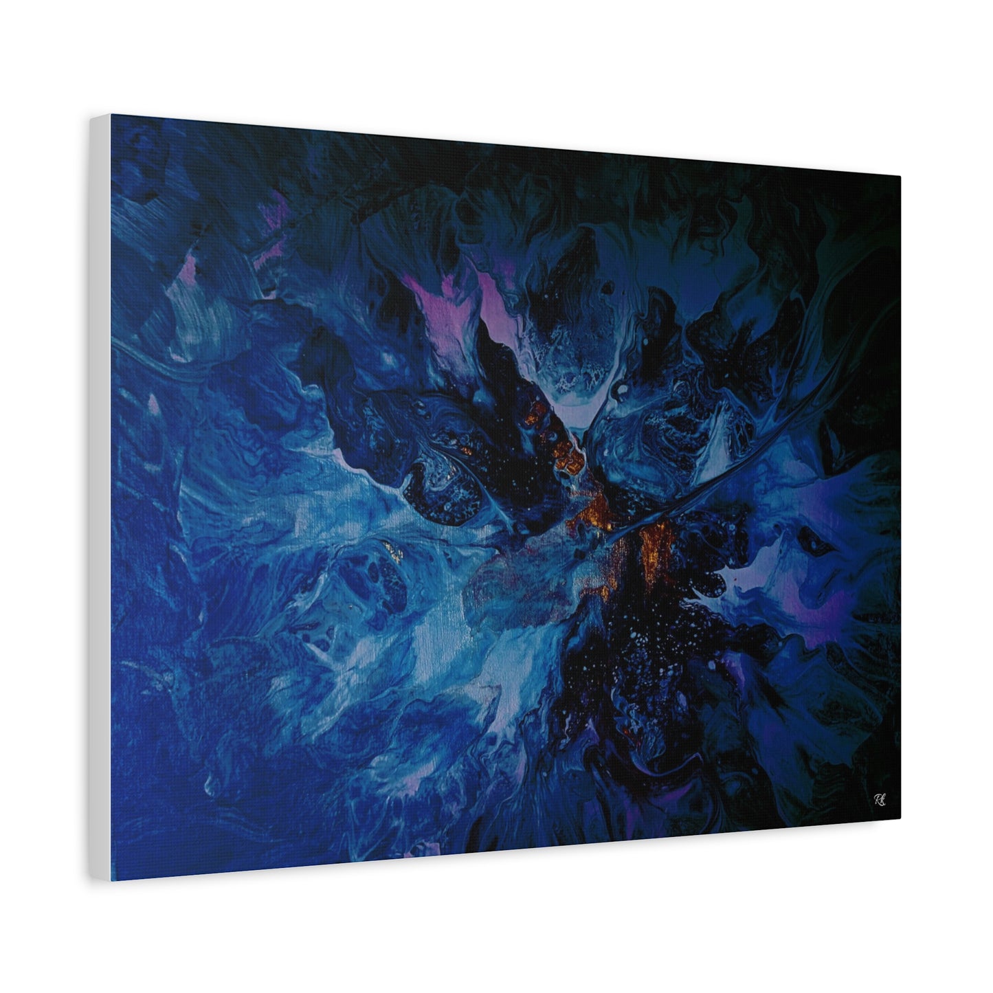 Abstract Blue Matte Canvas Art - Stretched 1.25"