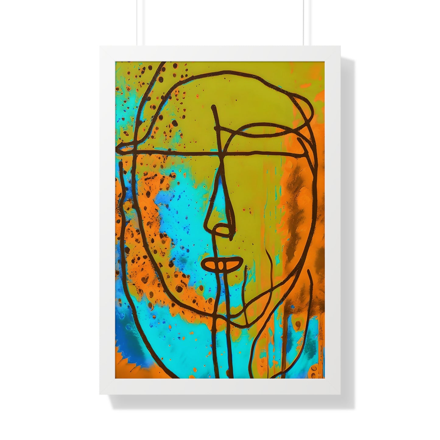 Framed Vertical Poster Abstract Sketch Face Up