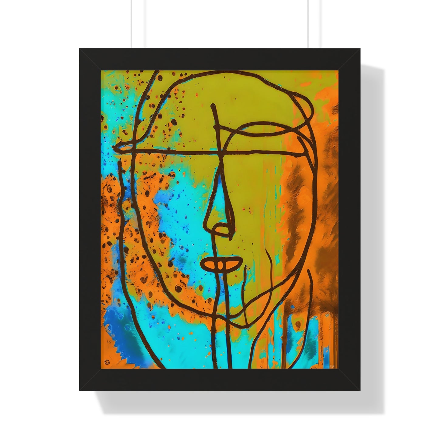 Framed Vertical Poster Abstract Sketch Face Up