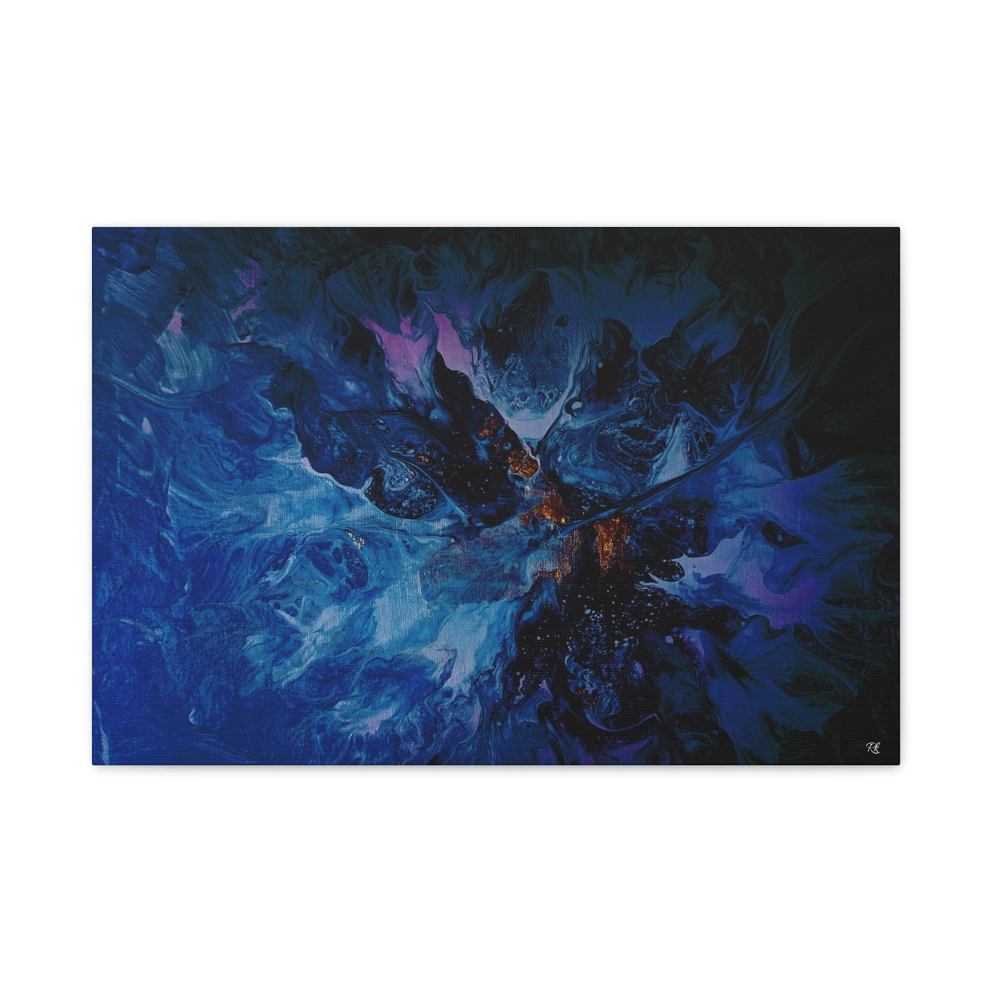 Abstract Blue Matte Canvas Art - Stretched 1.25"