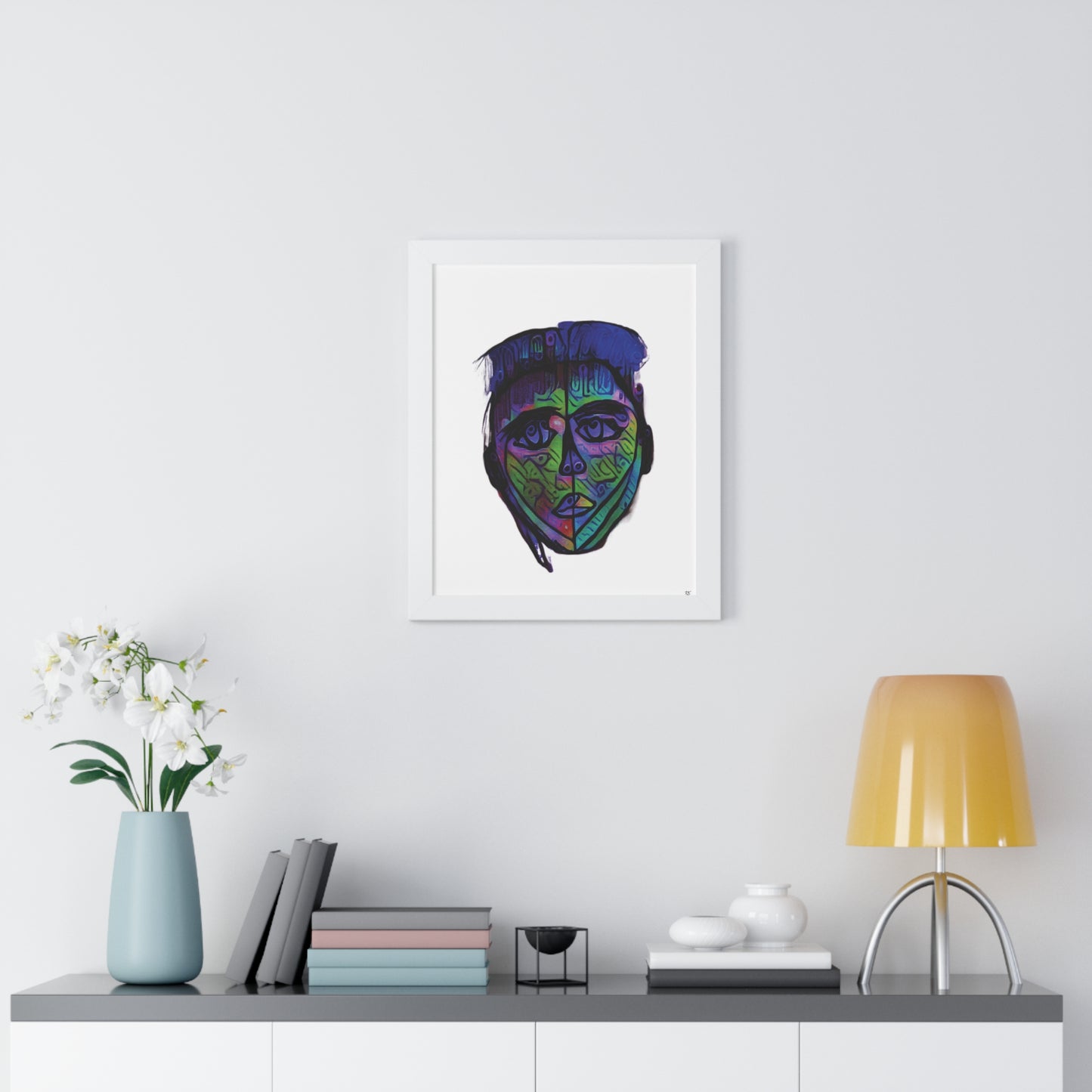 Framed Vertical Poster Abstract Face I Am Every Color 02