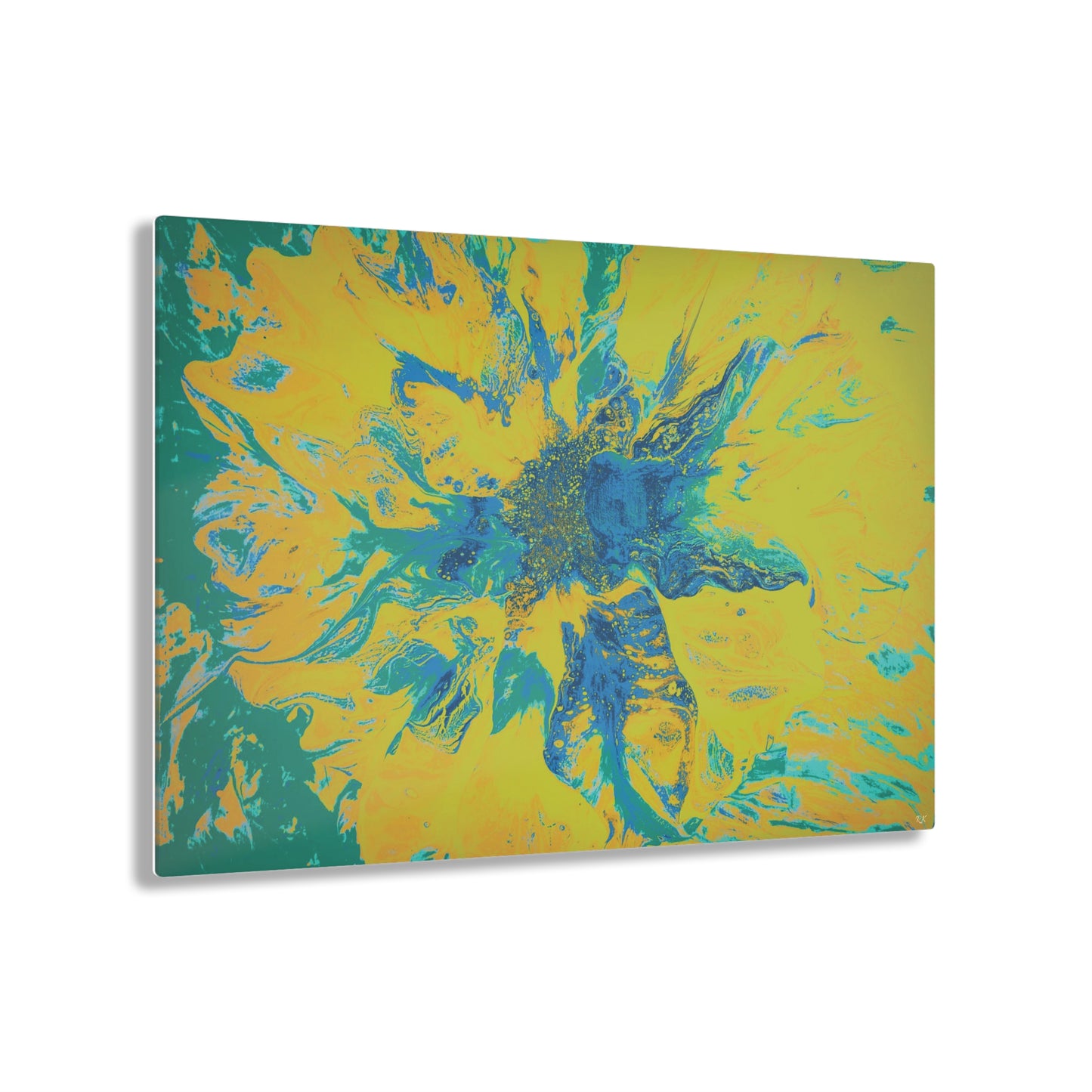 Acrylic Prints Abstract Floral Blues by Yellow 001