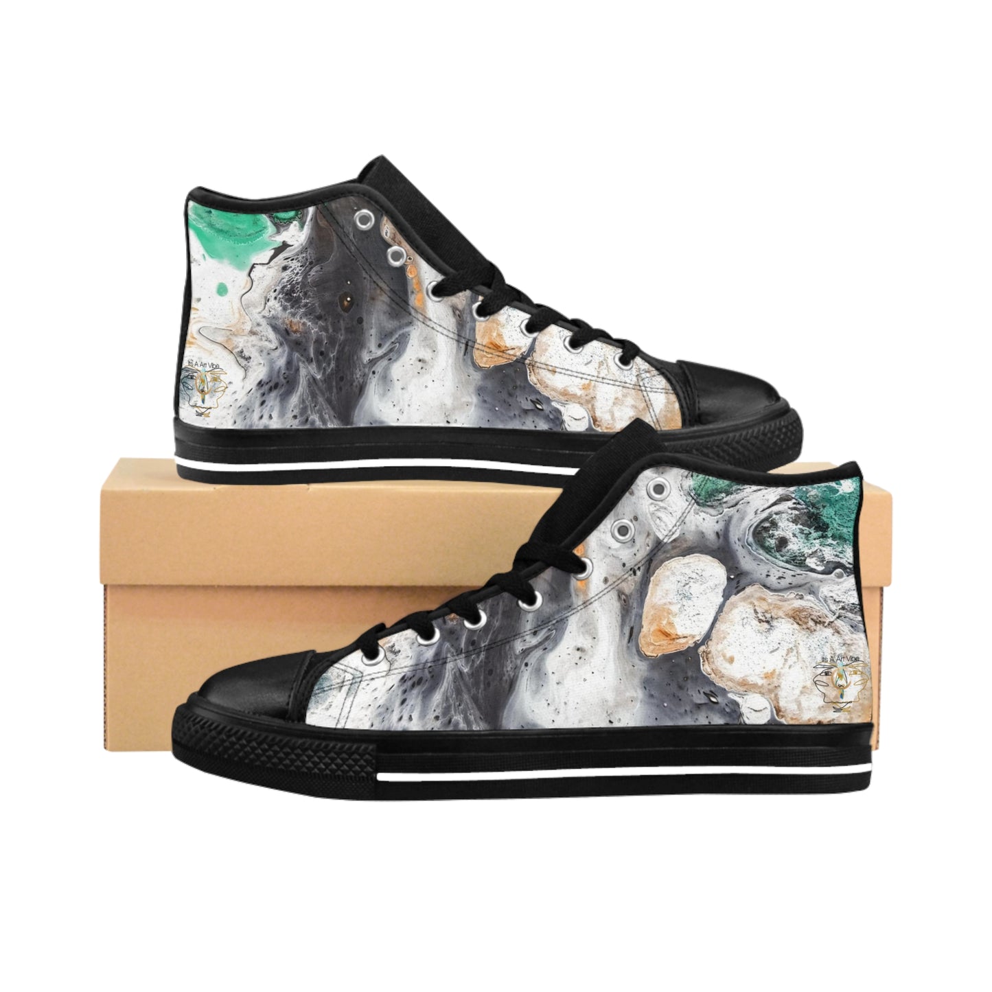 Men's Classic Sneakers Punked Green Pop by Its A Art Vibe