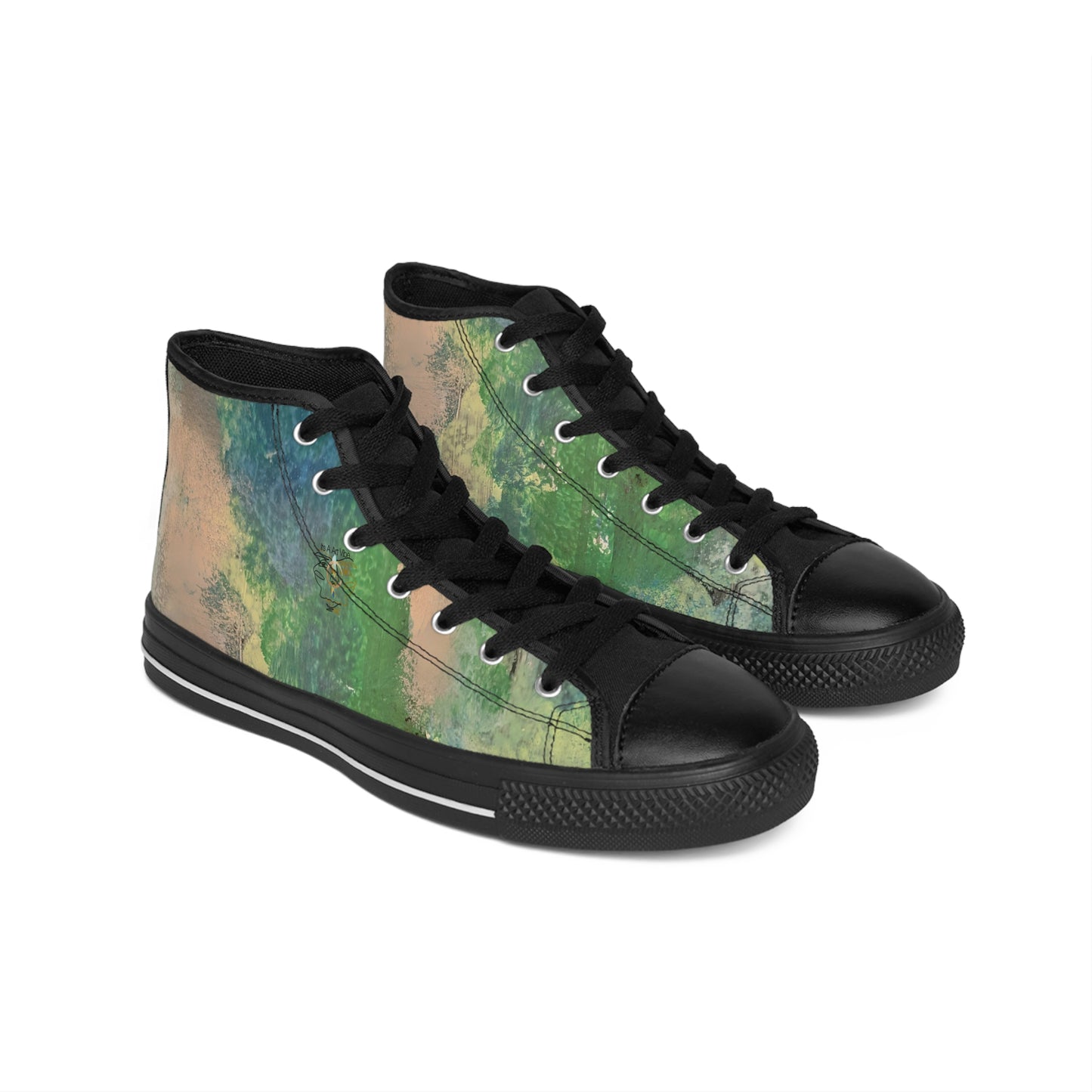 Men's Classic Sneakers Green Go Blue by Its A Art Vibe