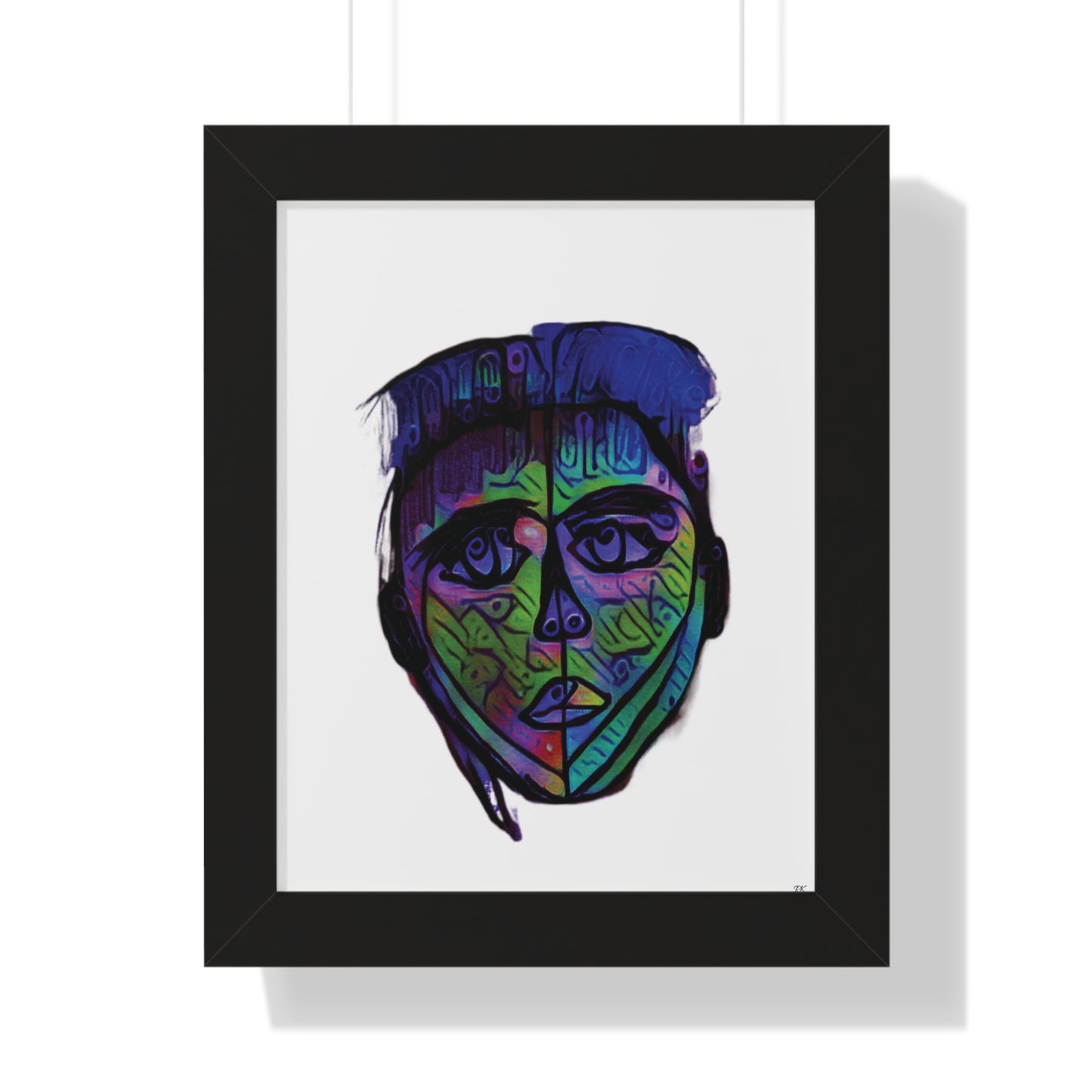 Framed Vertical Poster Abstract Face I Am Every Color 02