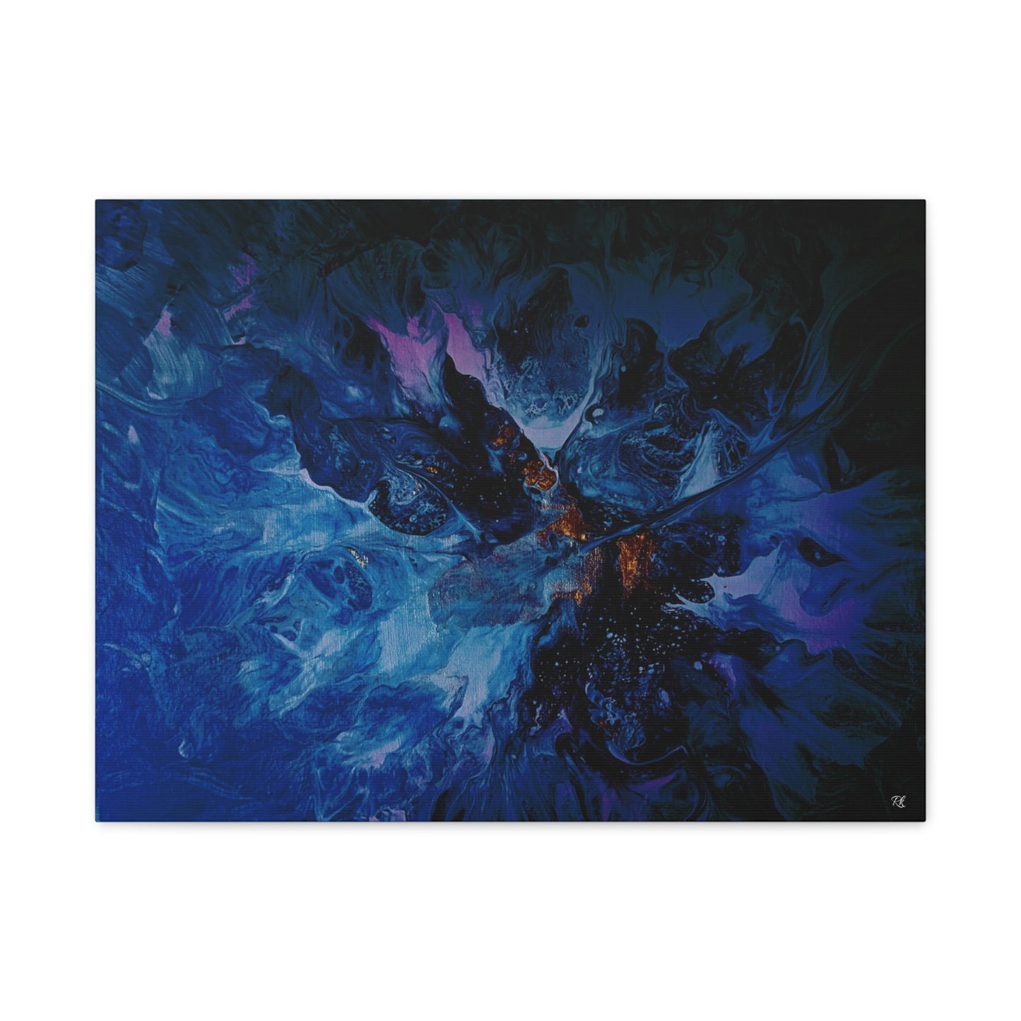 Abstract Blue Matte Canvas Art - Stretched 1.25"