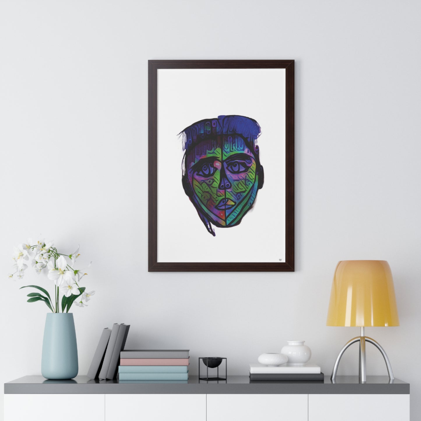 Framed Vertical Poster Abstract Face I Am Every Color 02