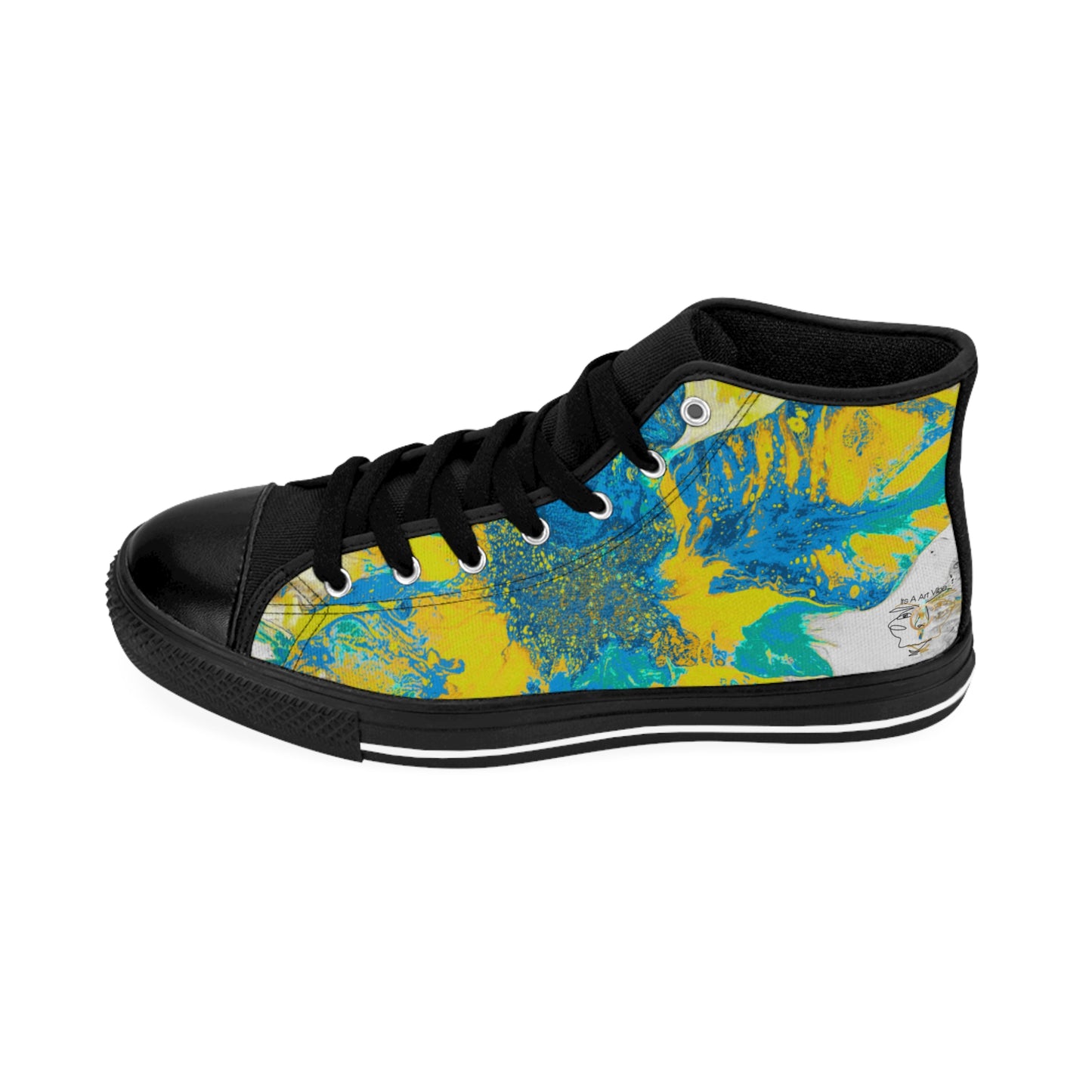 Men's Classic Sneakers Yellow Blue by Its A Art Vibe