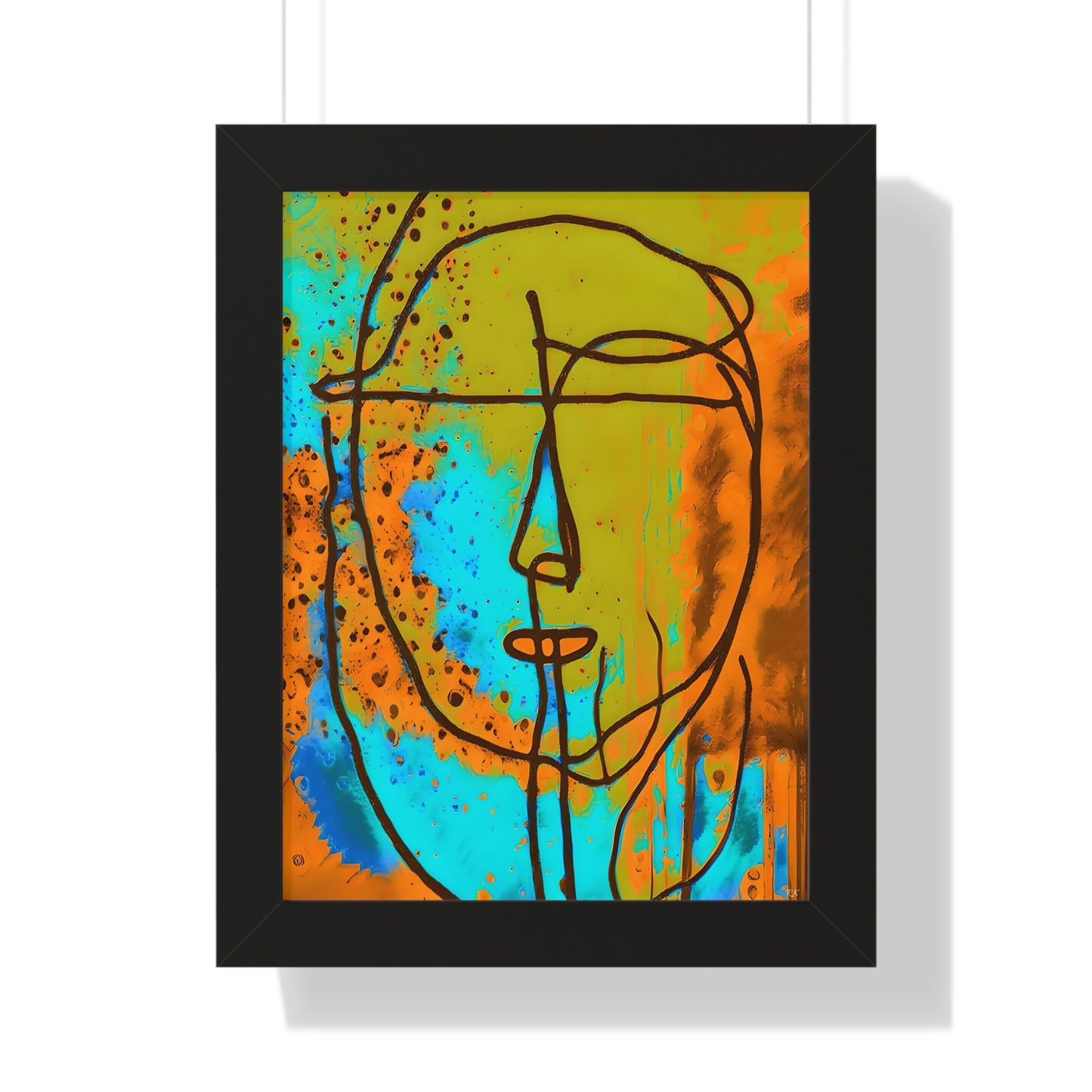 Framed Vertical Poster Abstract Sketch Face Up