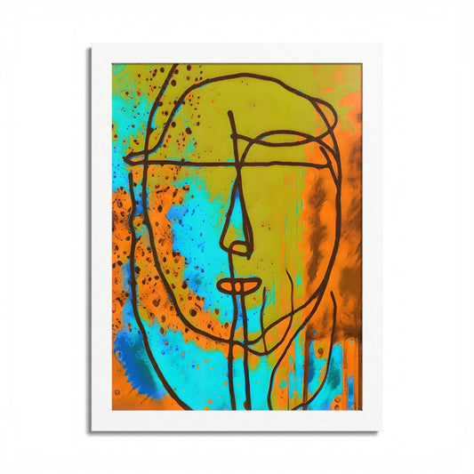 Framed Vertical Poster Abstract Sketch Face Up