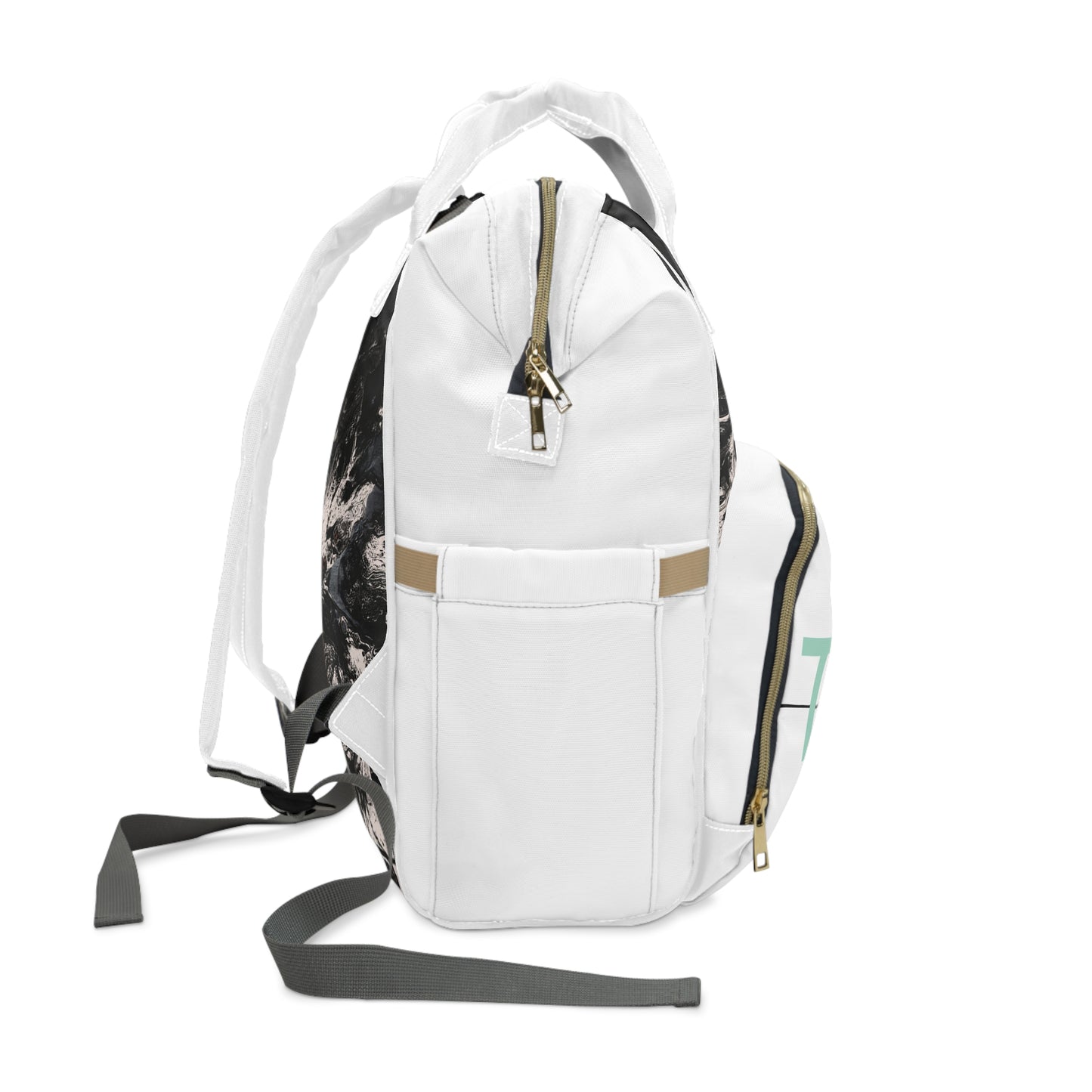 Multifunctional Diaper Backpack Black and White Light