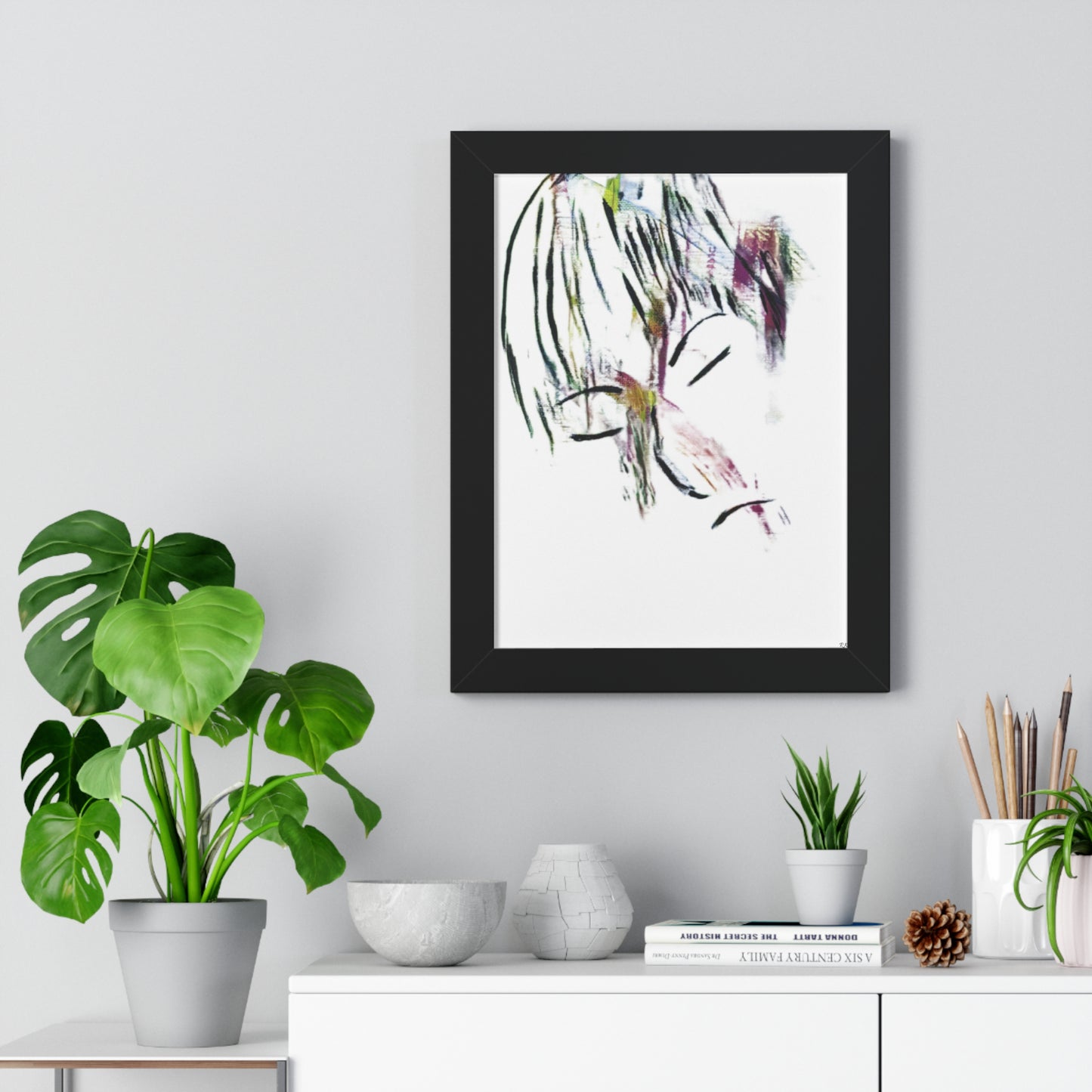 Framed Vertical Poster by Its A Art Vibe Abstract Sketched Face