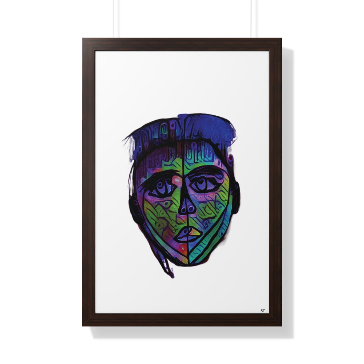 Framed Vertical Poster Abstract Face I Am Every Color 02