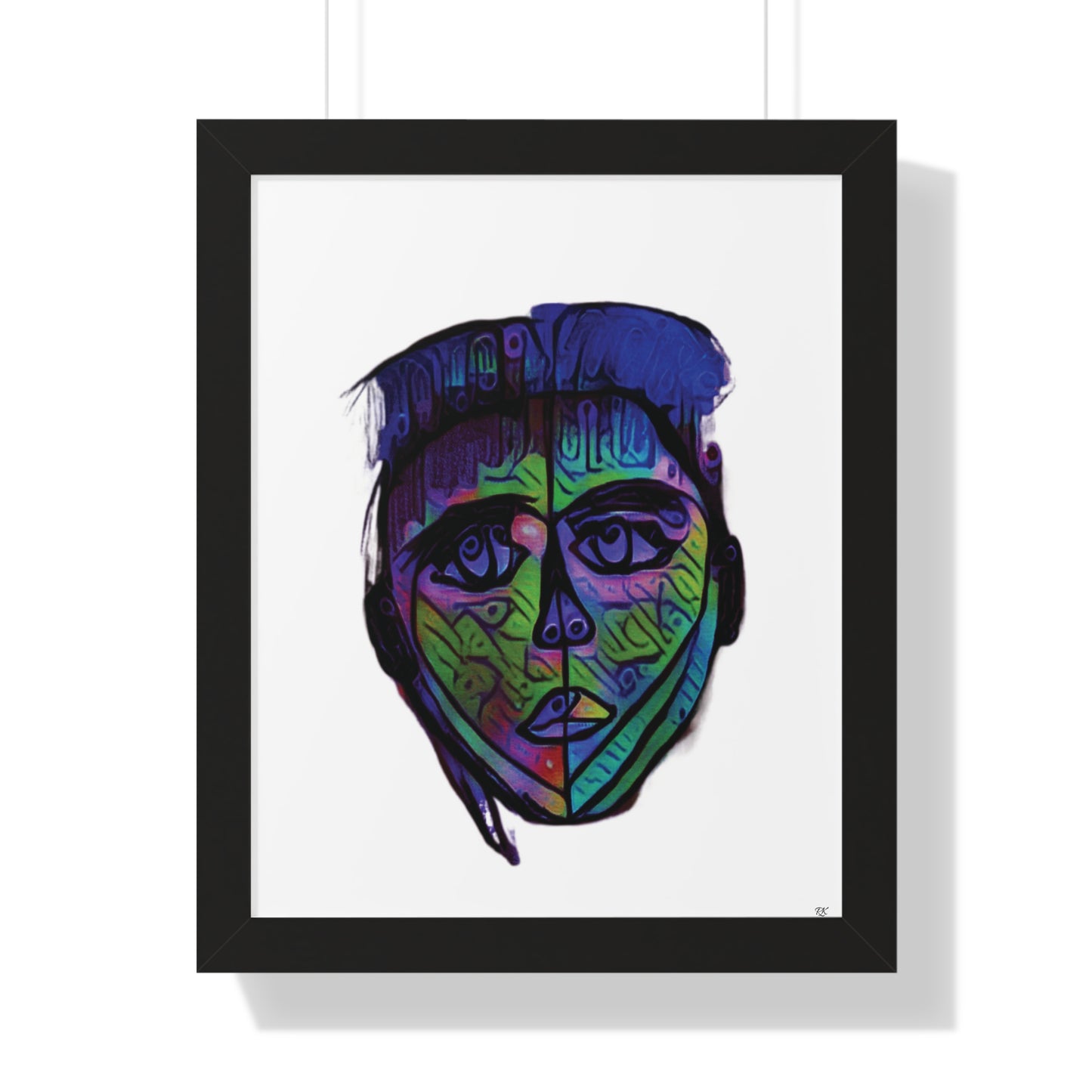 Framed Vertical Poster Abstract Face I Am Every Color 02